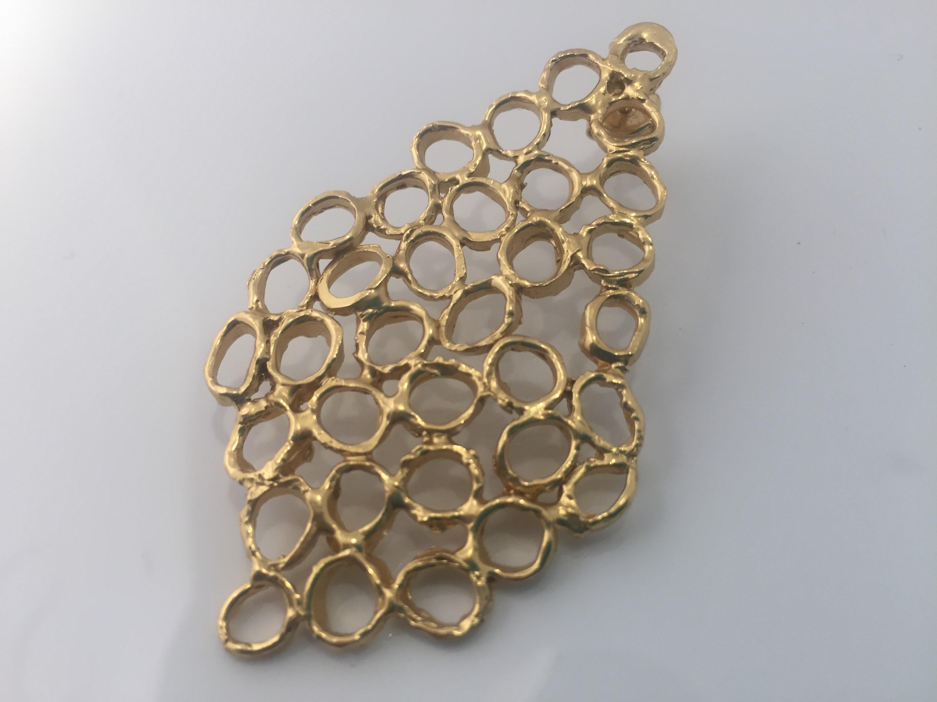 Giulia Barela 24 karat  gold plated bronze Air Chandelier Earrings For Sale 1