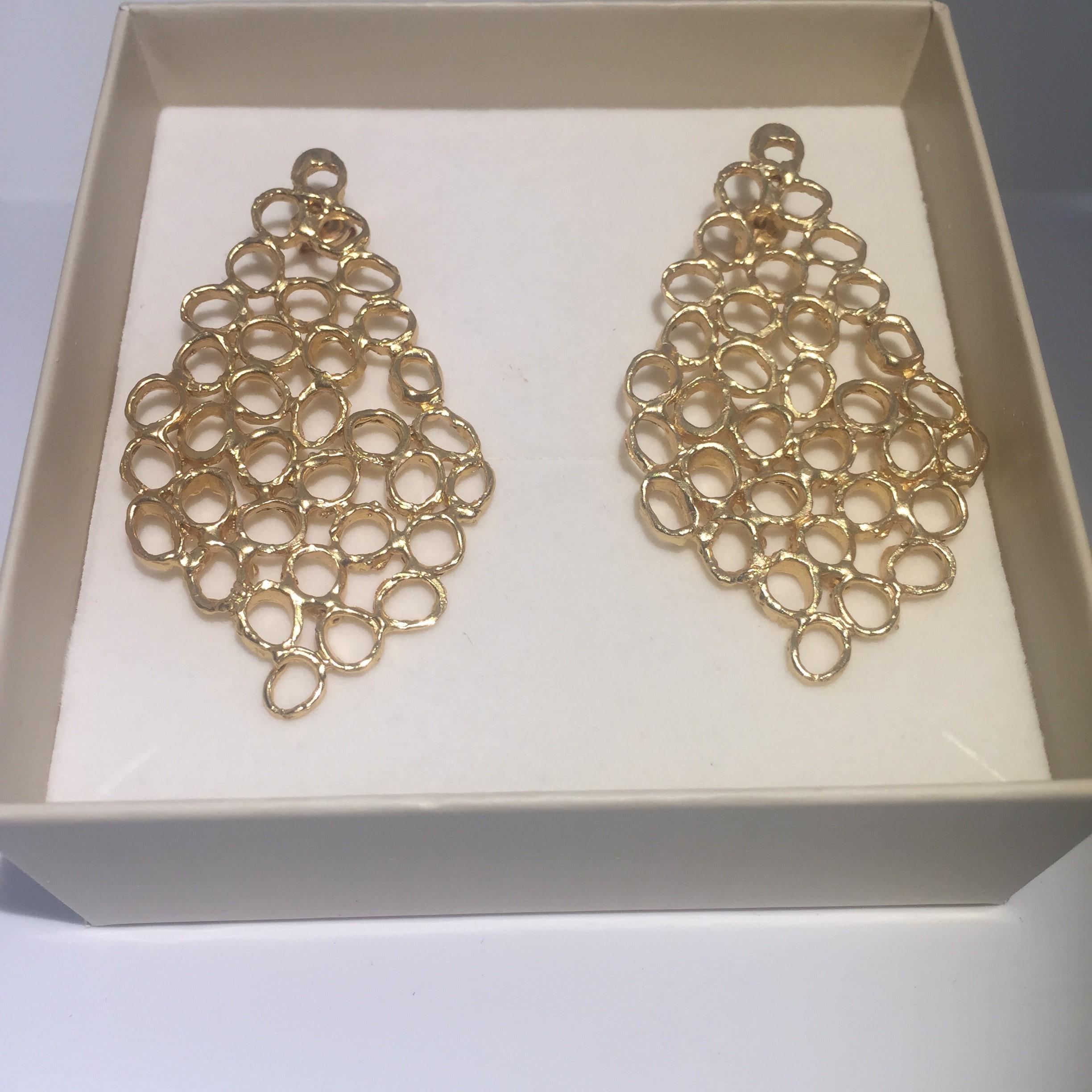 Giulia Barela 24 karat  gold plated bronze Air Chandelier Earrings For Sale 4