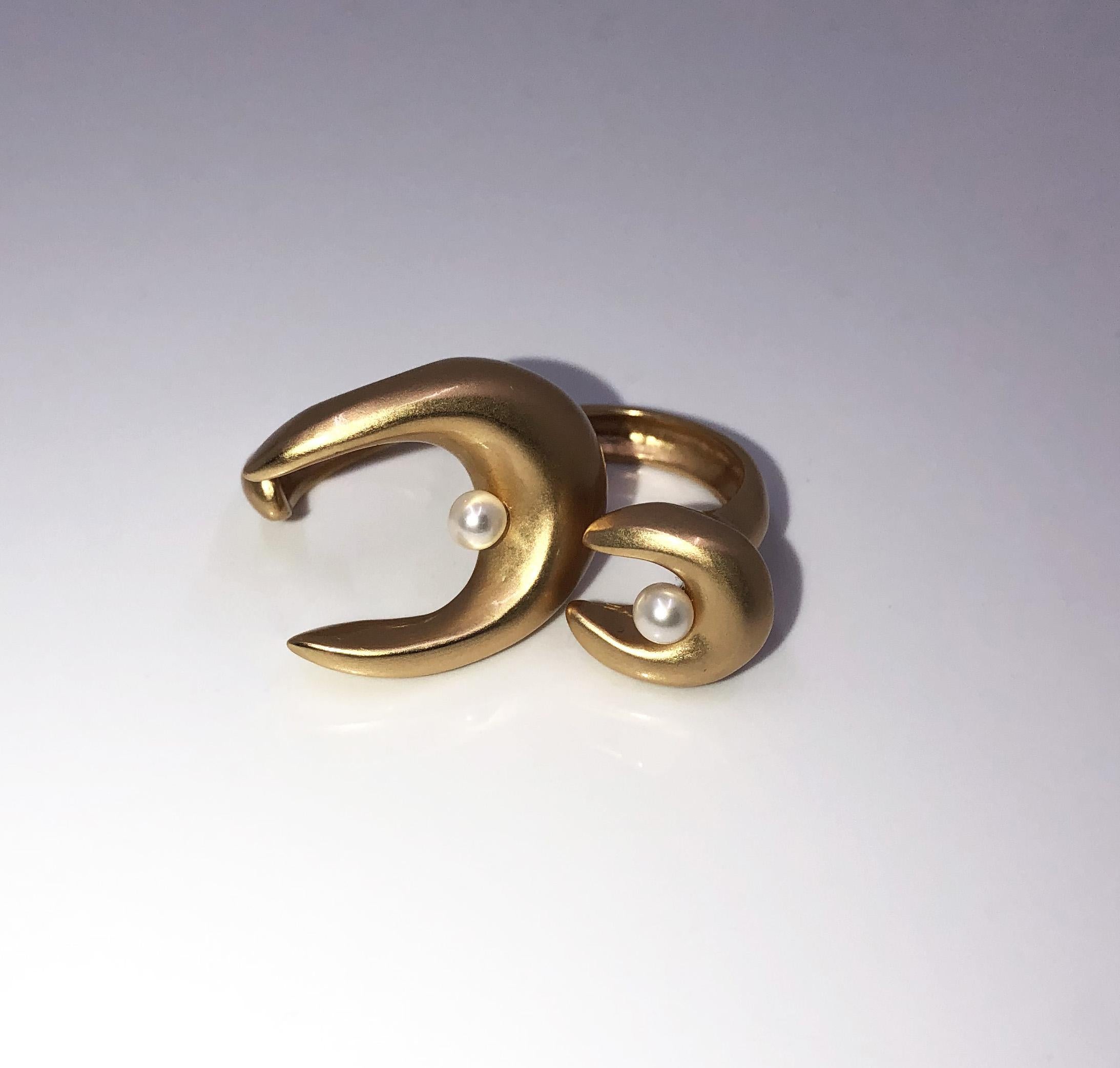 Giulia Barela 24 Karat Gold Plated Bronze Double Brancusi Ring In New Condition For Sale In Rome, IT