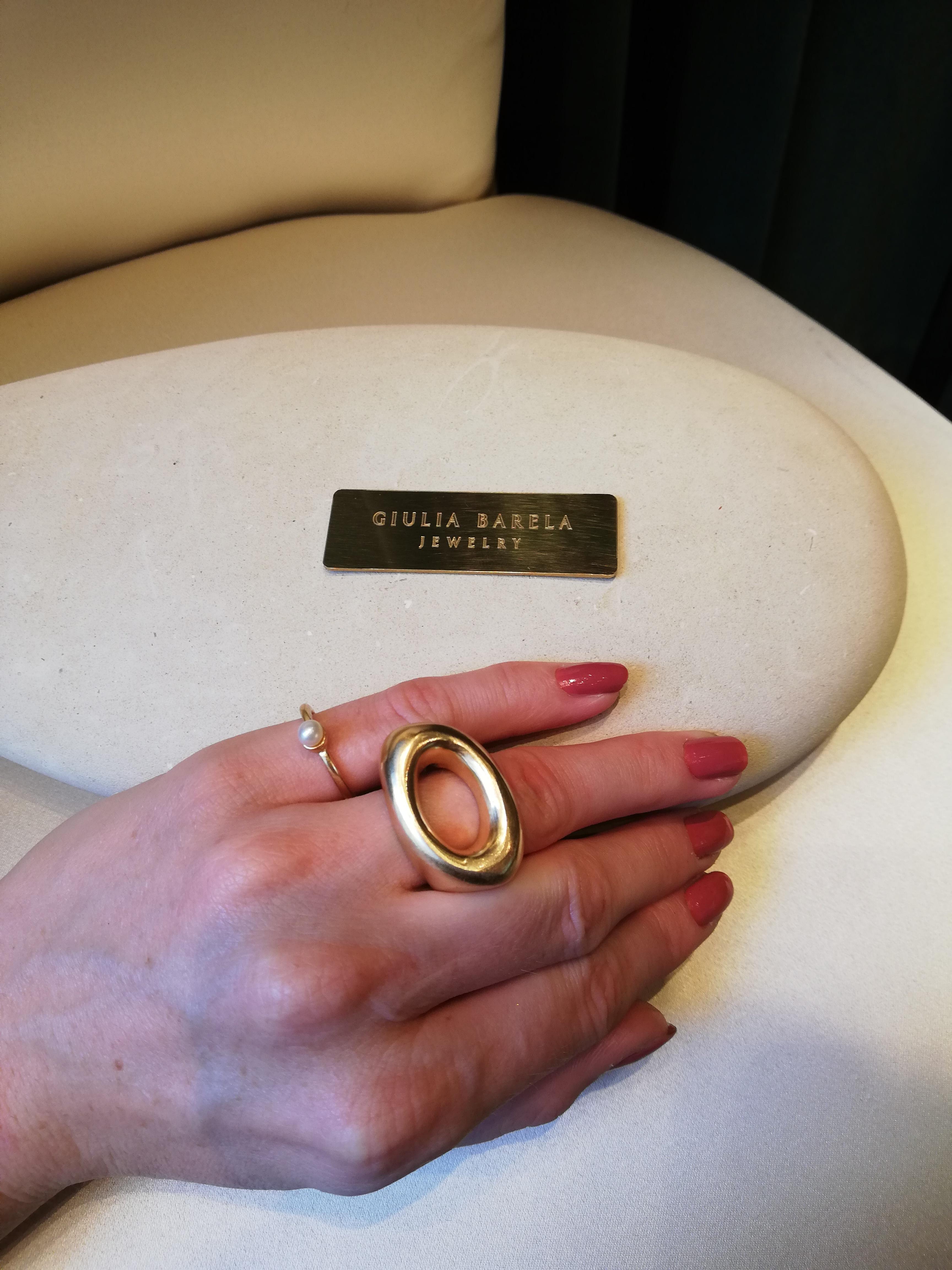 Women's Giulia Barela 24 Karat Gold Plated Bronze Double Moore Ring For Sale