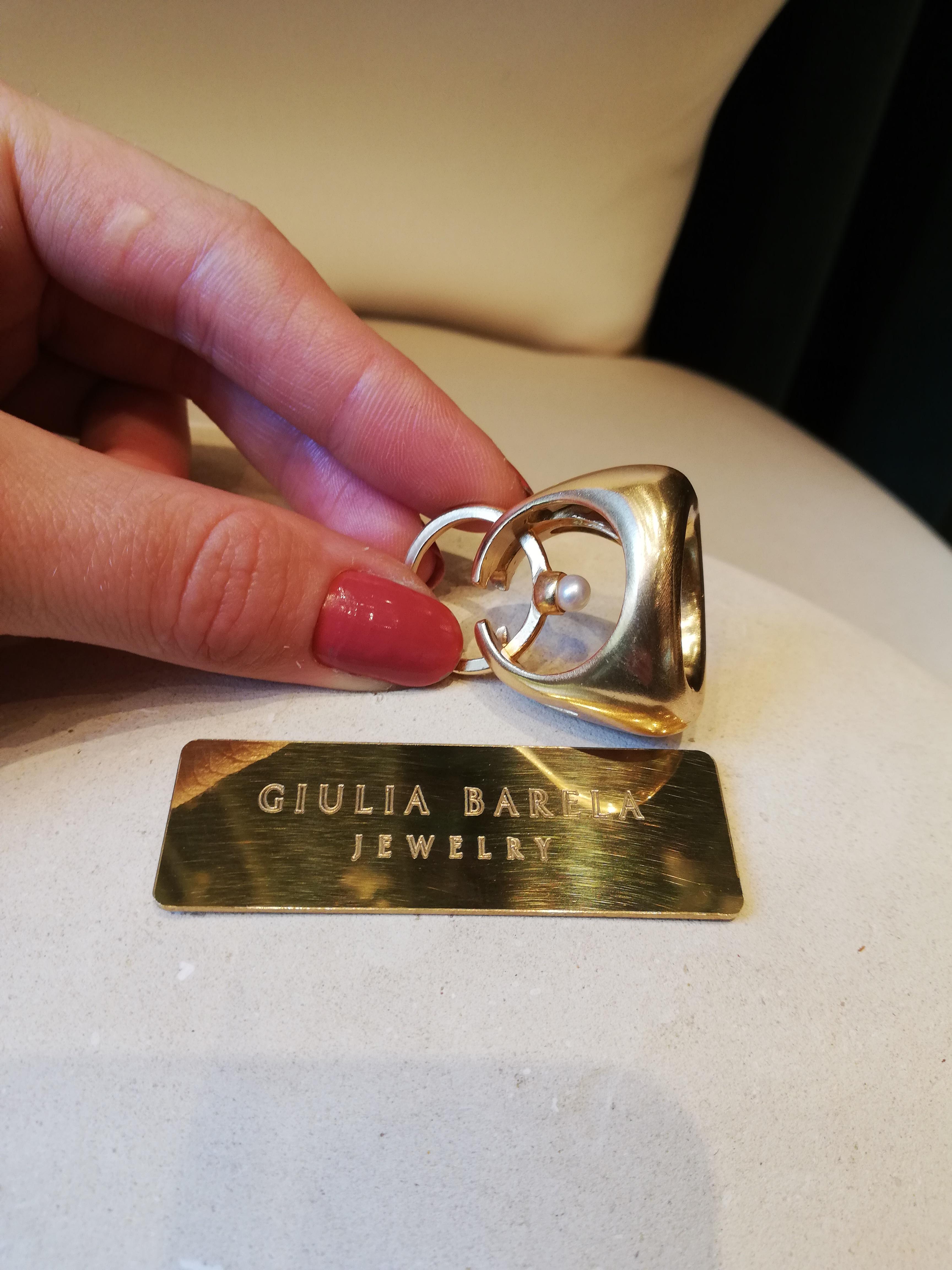 Giulia Barela 24 Karat Gold Plated Bronze Double Moore Ring For Sale 2