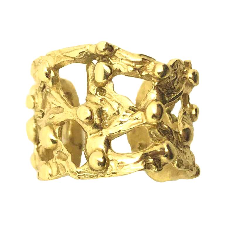 Giulia Barela Jewelry Pebbles Ear Cuff Gold Plated Bronze For Sale
