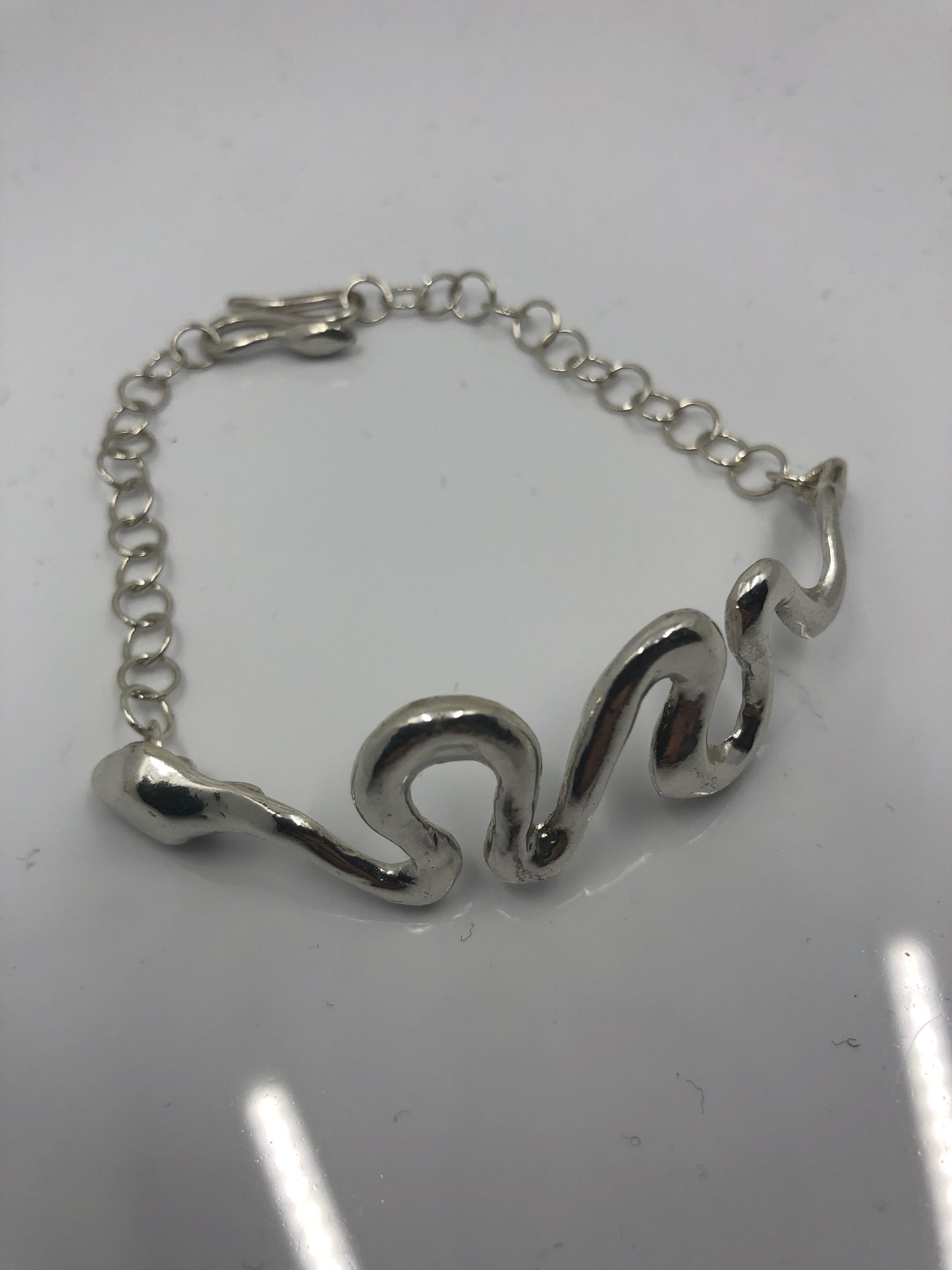 Giulia Barela 925 Silver Ribbon Bracelet  In Excellent Condition For Sale In Rome, IT