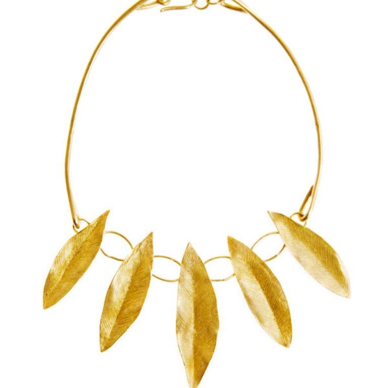 Giulia Barela 24 karat gold plated bronze Leaves Necklace  For Sale