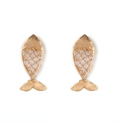 Giulia Barela Gold Plated Bronze Fish Earring