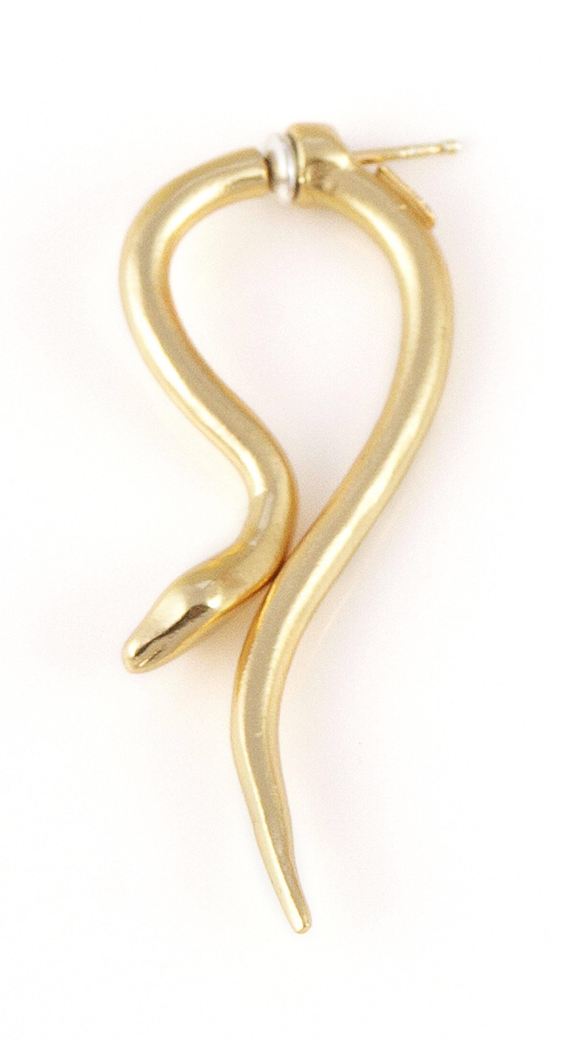 Giulia Barela Hooked Earrings Gold Plated Bronze In New Condition In Rome, IT