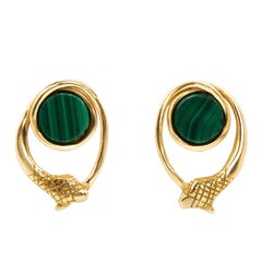 Giulia Barela Malachite Gold Plated Bronze  Infinity Earrings