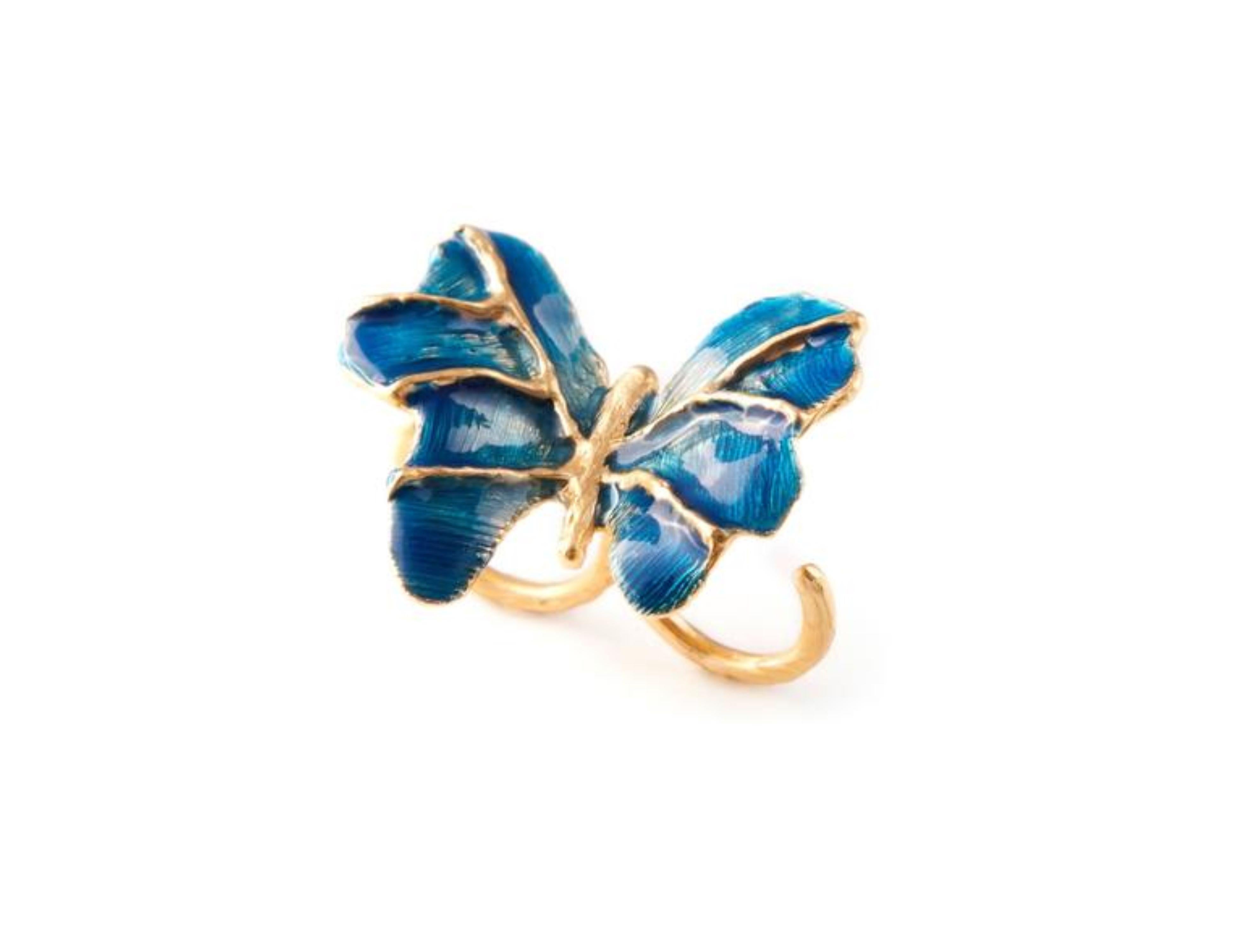 Giulia Barela Jewelry Butterfly Ring 24 Karat Gold Plated Bronze In New Condition For Sale In Rome, IT