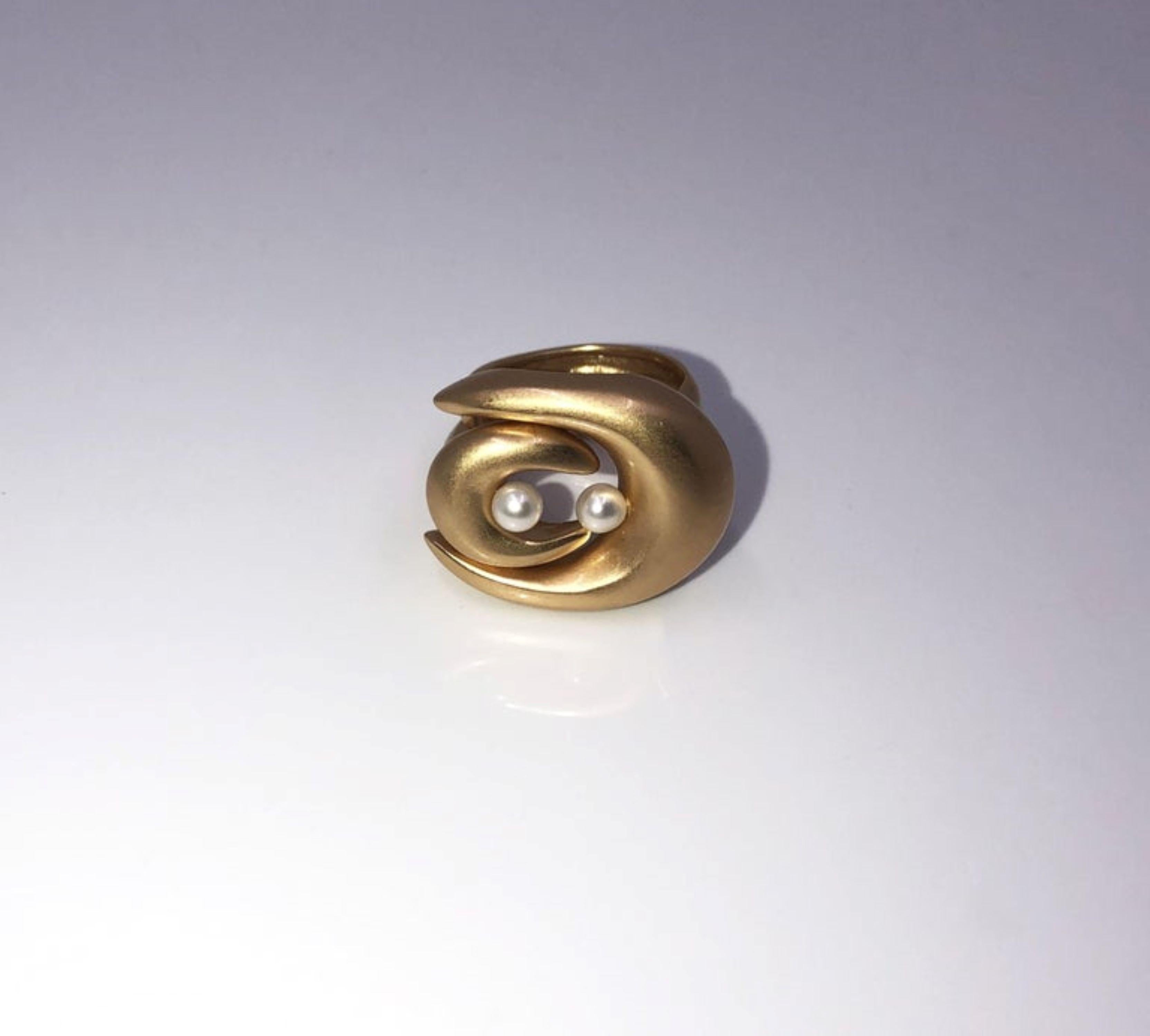 Giulia Barela Jewelry Double Brancusi Ring 18 Karat Gold For Sale 1