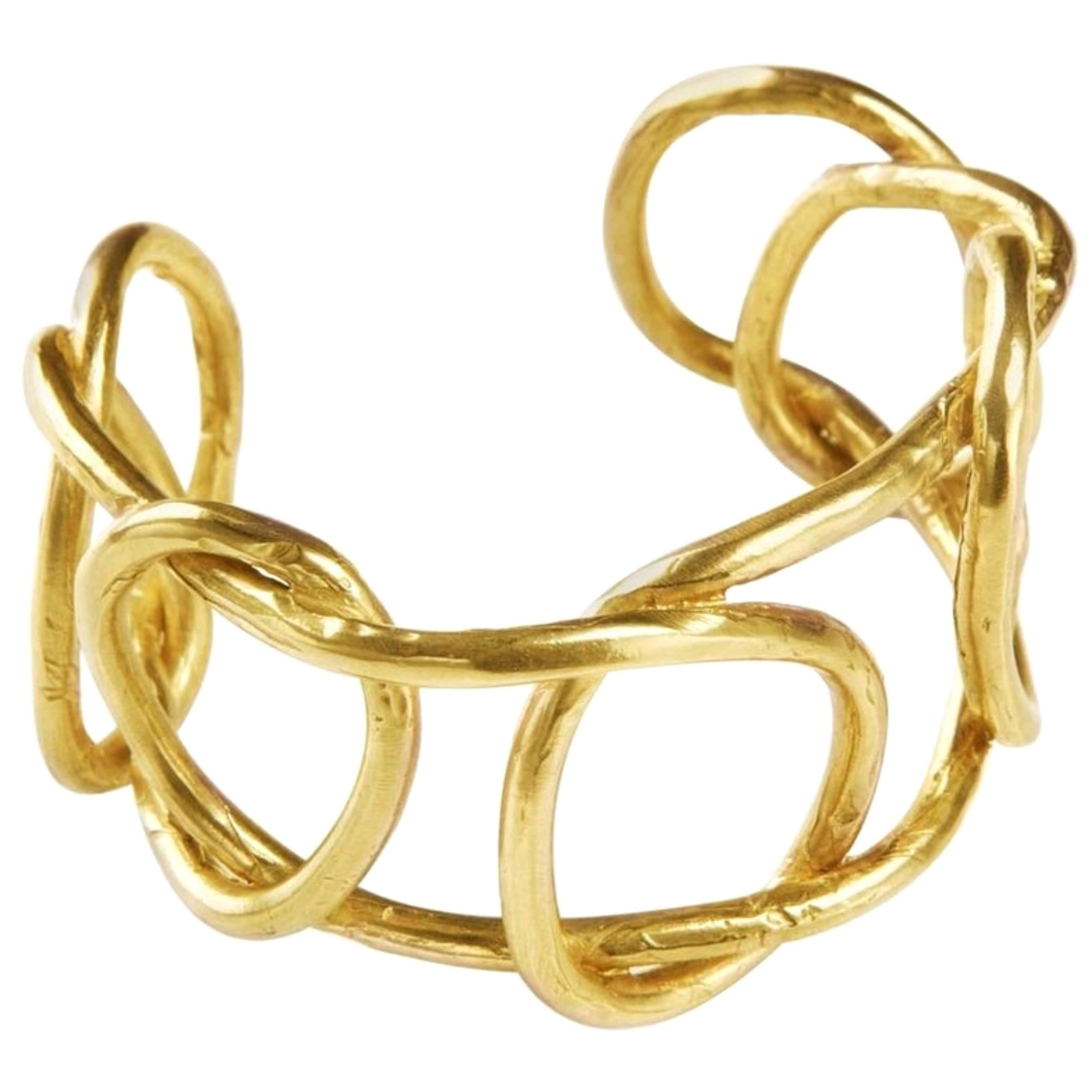 Giulia Barela Jewelry Large Knot Cuff Bracelt Gold Plated Bronze For Sale