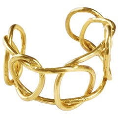 Giulia Barela Jewelry Large Knot Cuff Bracelt Gold Plated Bronze