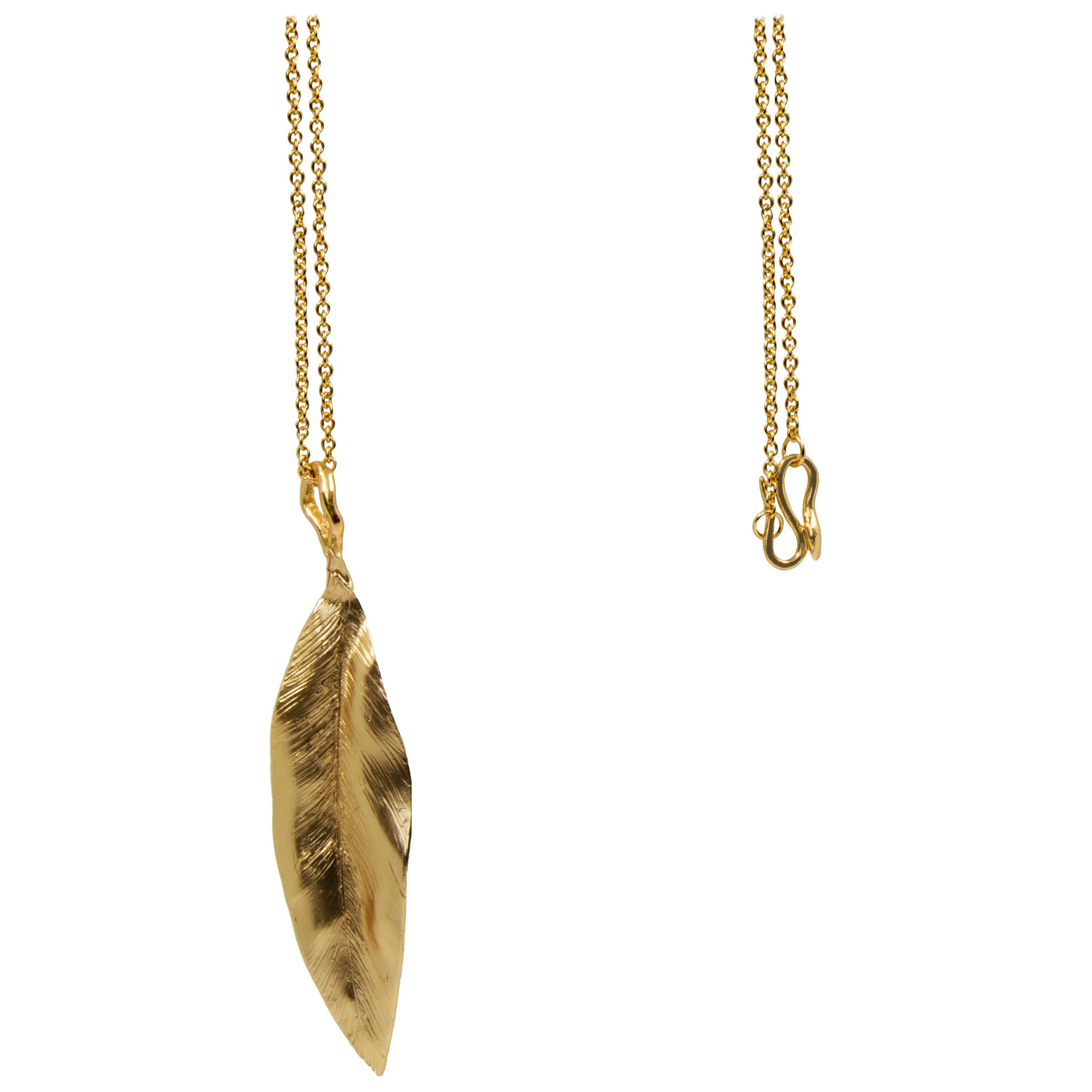 Giulia Barela Jewelry Leaves Pendant Small 18 Karat Gold For Sale