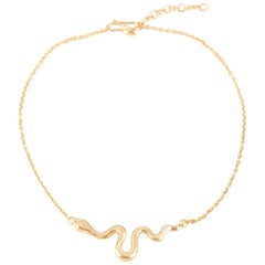 Giulia Barela Jewelry Ribbon Small Necklace 18 Karat Gold