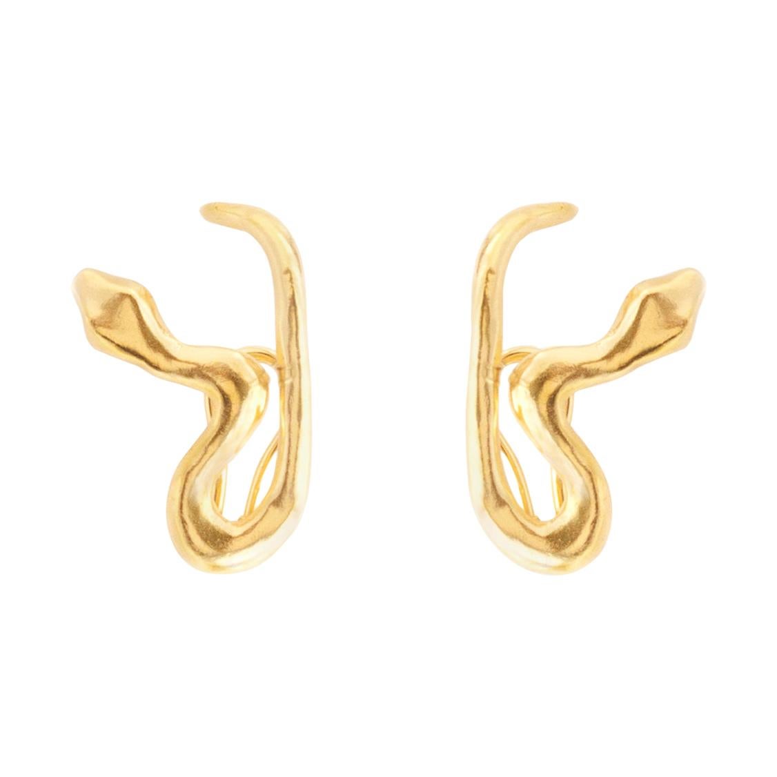 Giulia Barela Jewelry Tail Earrings 18 Karat Gold For Sale