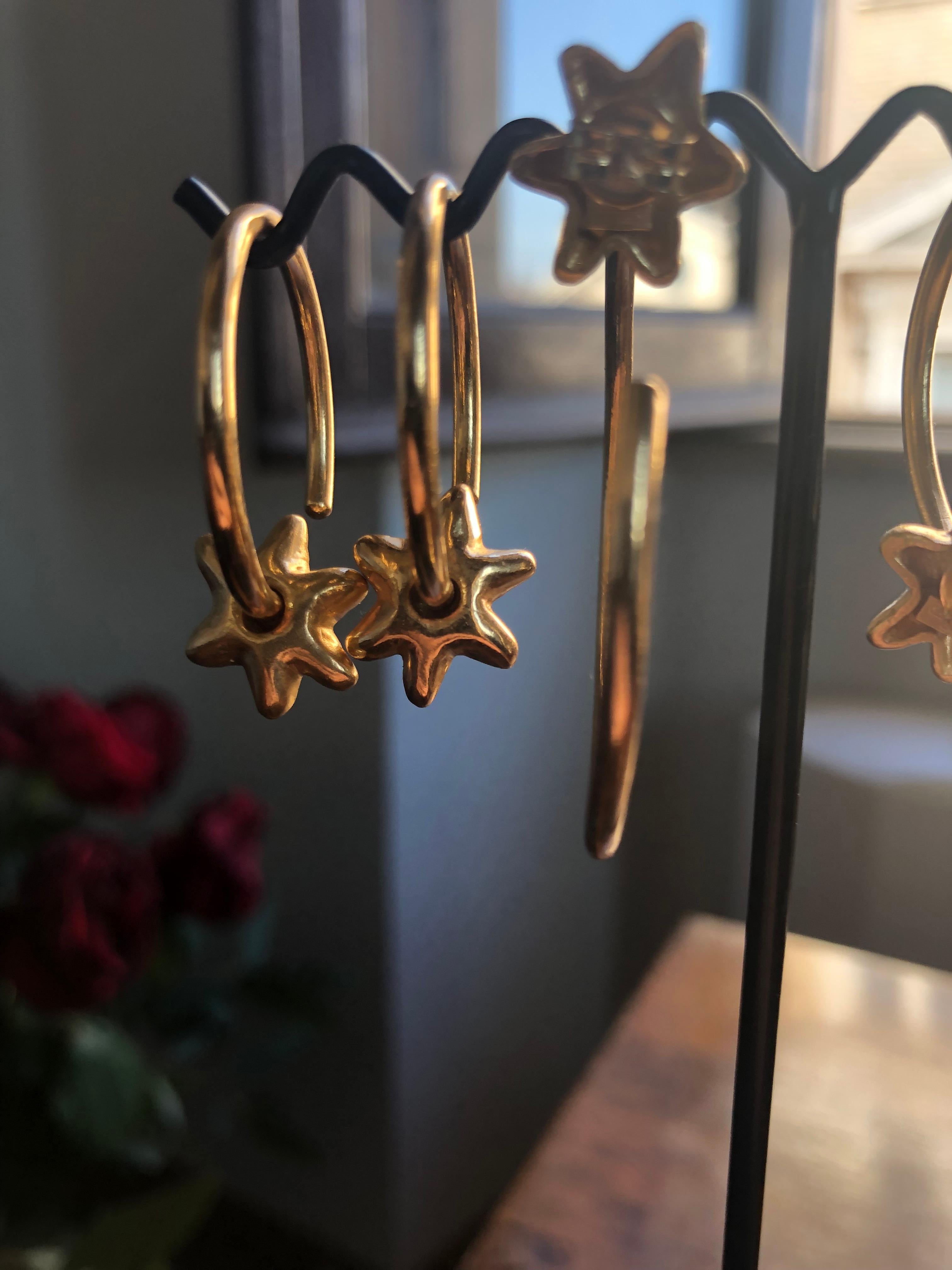 Women's Giulia Barela Fine Silver Hoop Stars Small Earrings For Sale