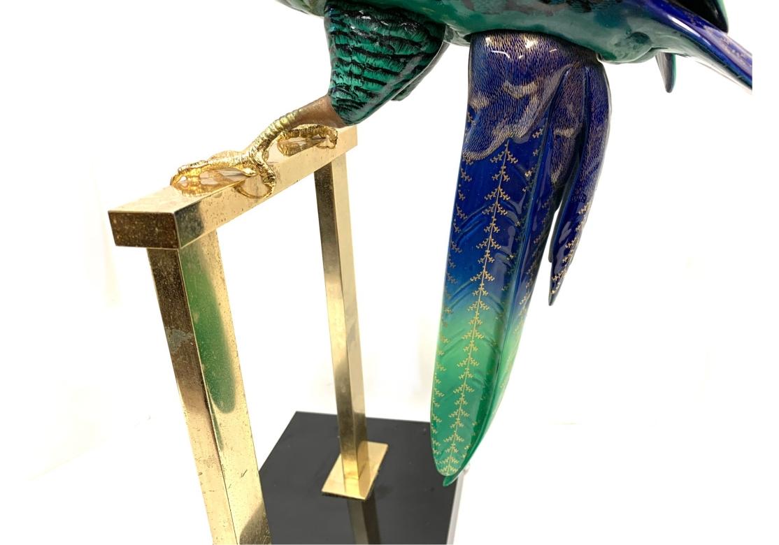 Mid-Century Modern Giulia Mangani 24K Gold Embellished Porcelain Parrot For Sale