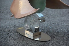 Giulia Mangani Pato de porcelana Lucite Oro 1970 Metal plateado Hecho en Italia