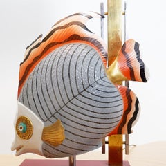 Giulia Mangani for Oggetti Porcelain Sculpture of Fish Lamp - circa 1980
