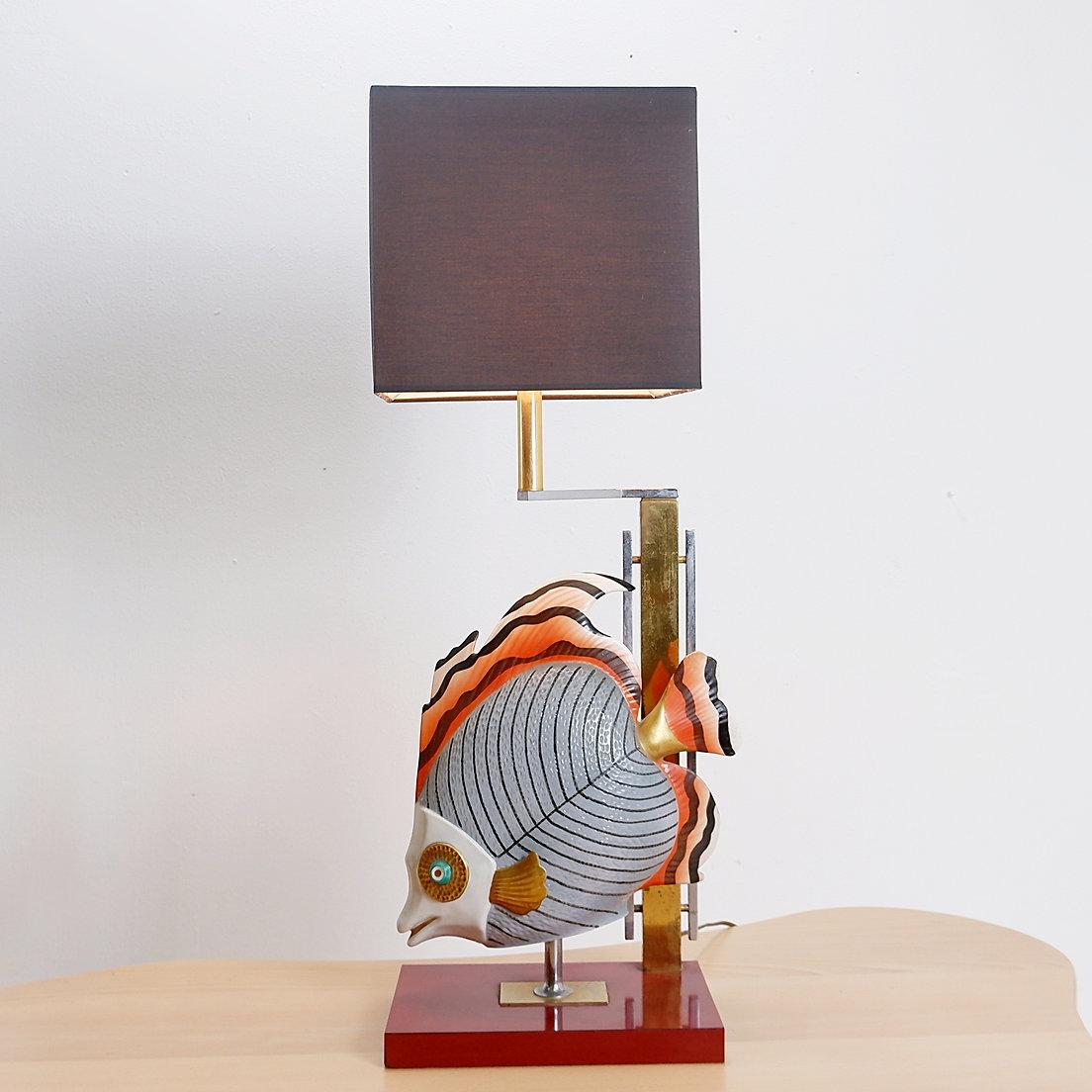 Giulia Mangani für Oggetti Porzellanskulptur einer Fischlampe - um 1980 (20. Jahrhundert) im Angebot