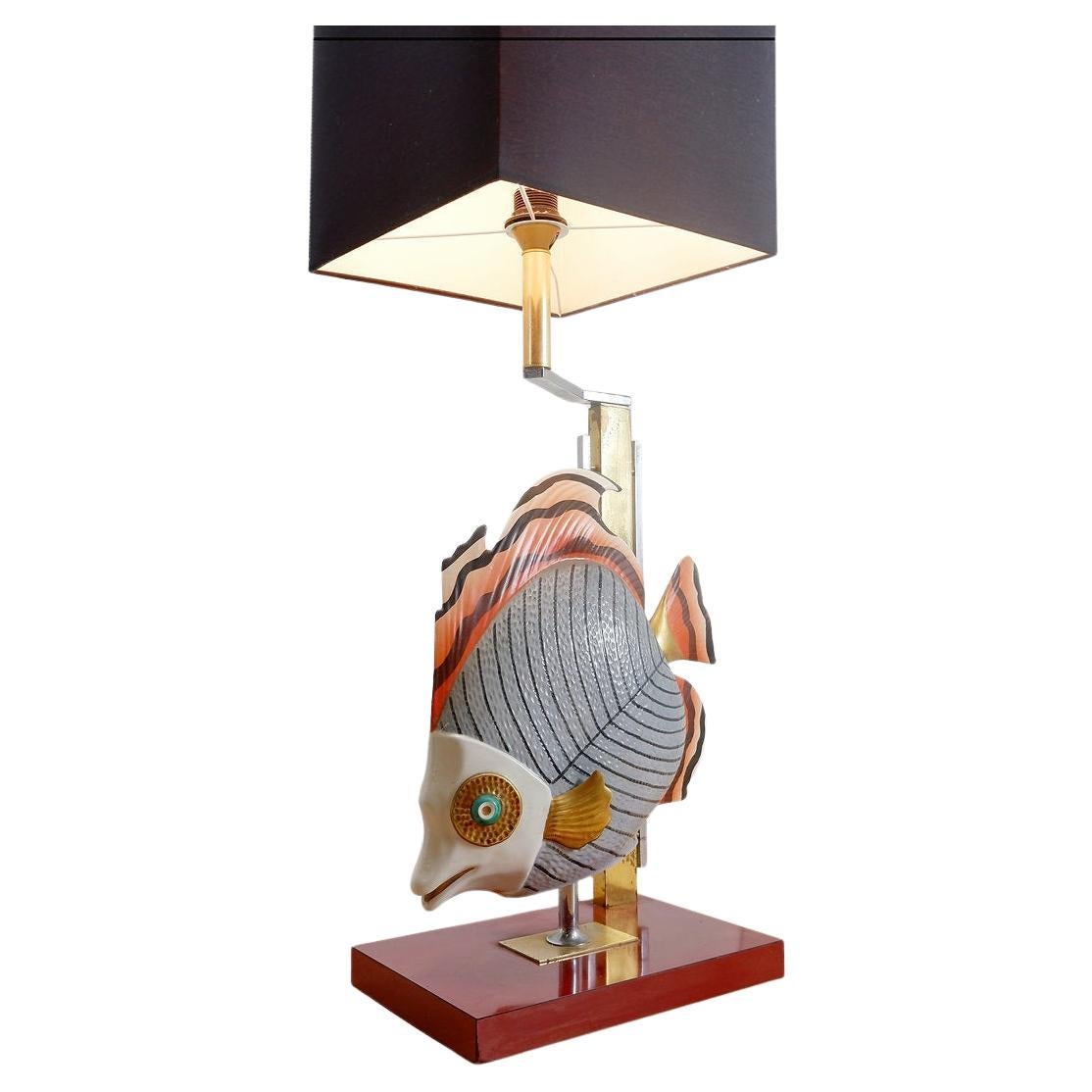 Giulia Mangani für Oggetti Porzellanskulptur einer Fischlampe - um 1980
