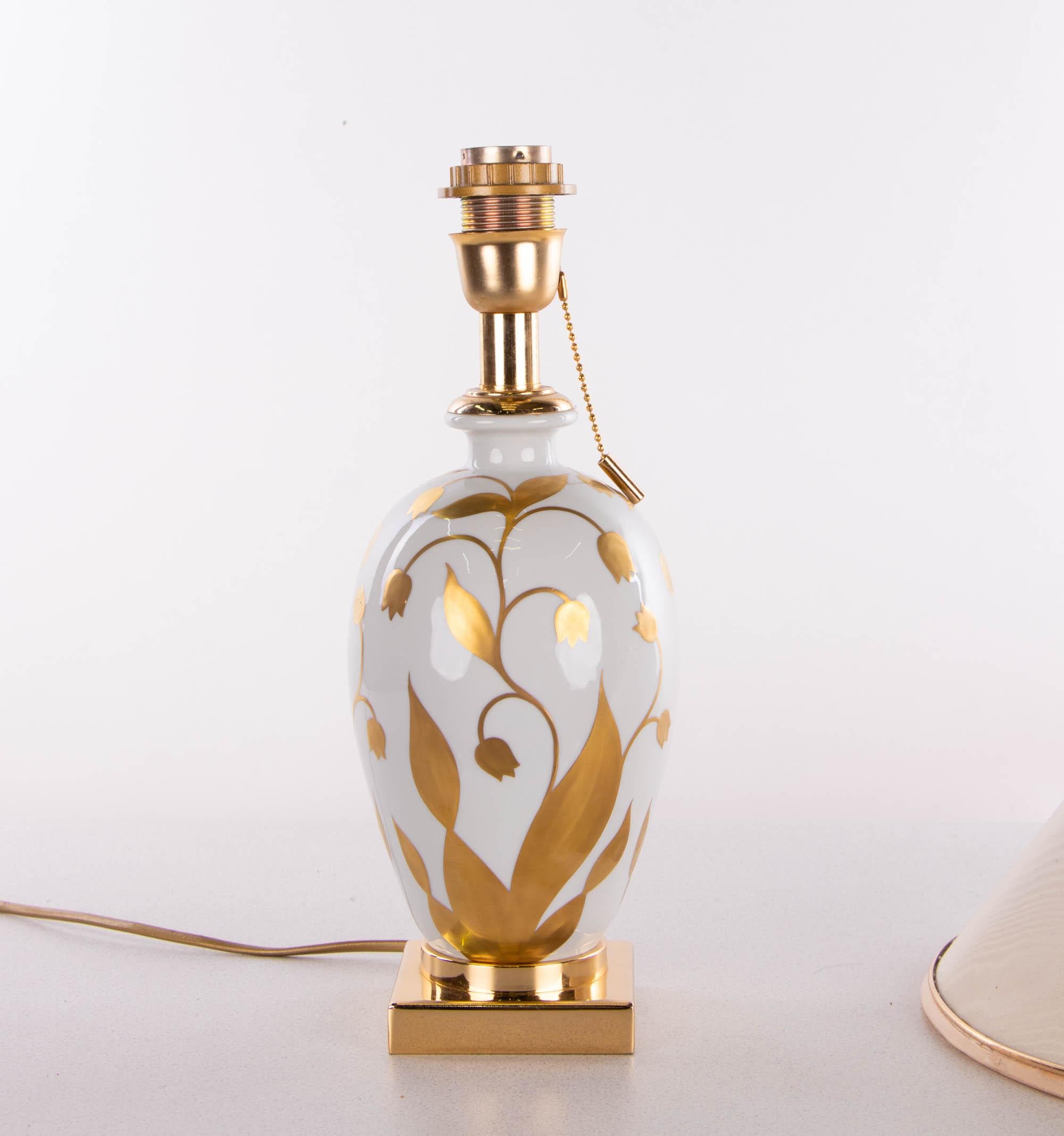 Hand-Painted Giulia Mangani Porcelain Table Lamp - Lilium Collection, Italy, Florence
