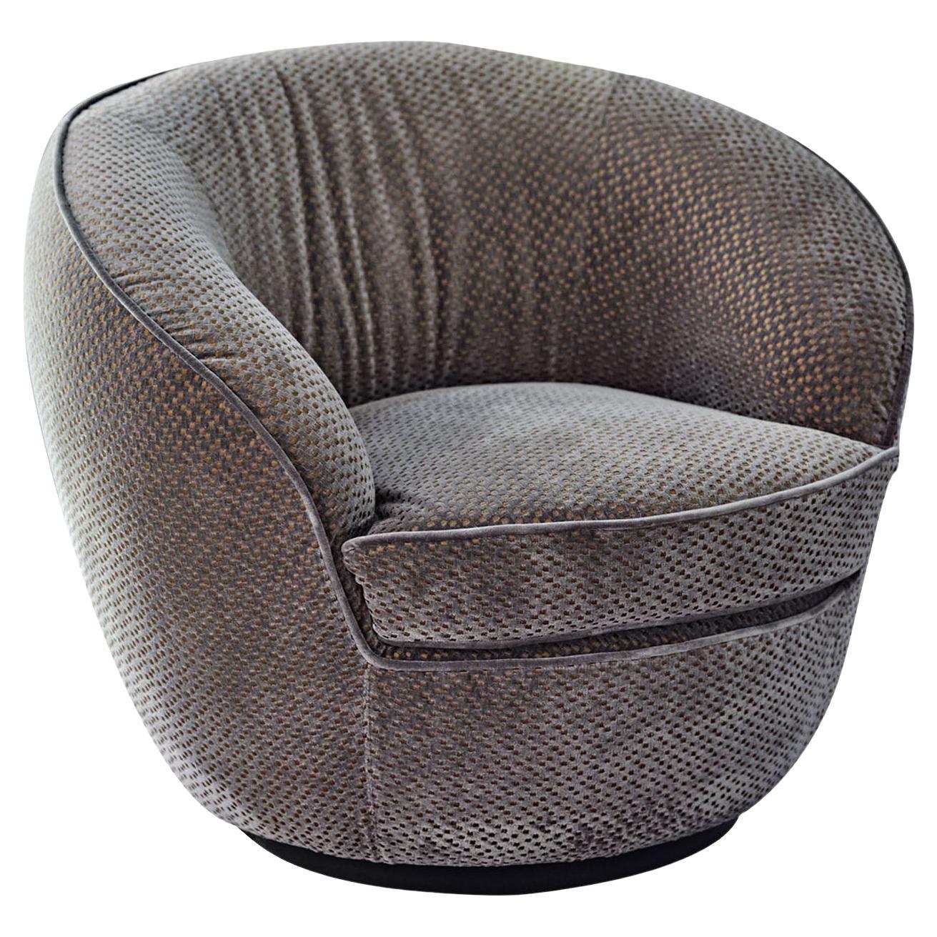 Giulia Swivel Powder-Blue Lounge Chair For Sale