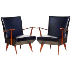 Giulia Vernonesi 1950s Diseño Italiano Mediano Siglo, Pareja de Sillones