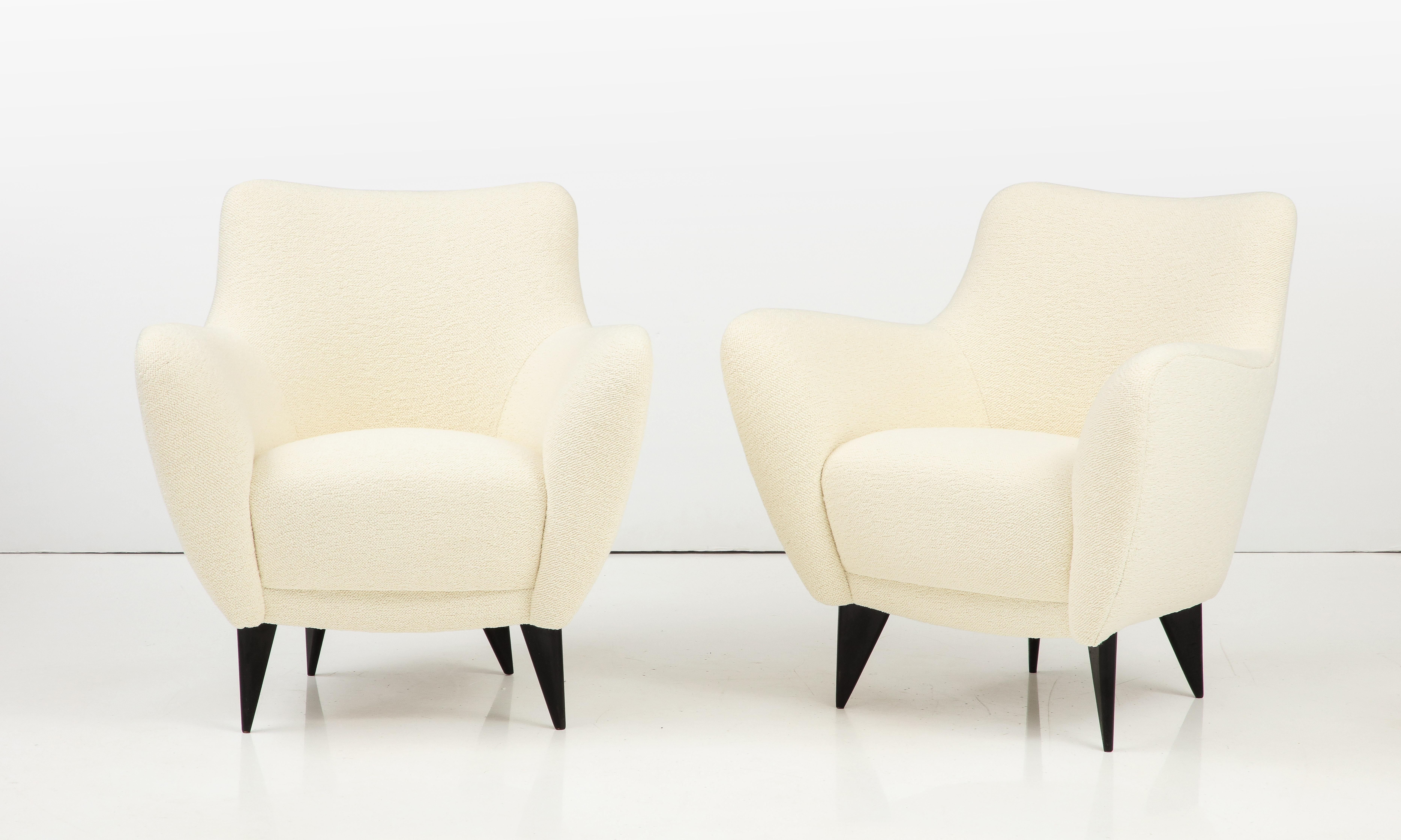 Italian Giulia Veronesi for ISA Bergamo Pair of  'Perla' Armchairs / Lounge Chairs  For Sale