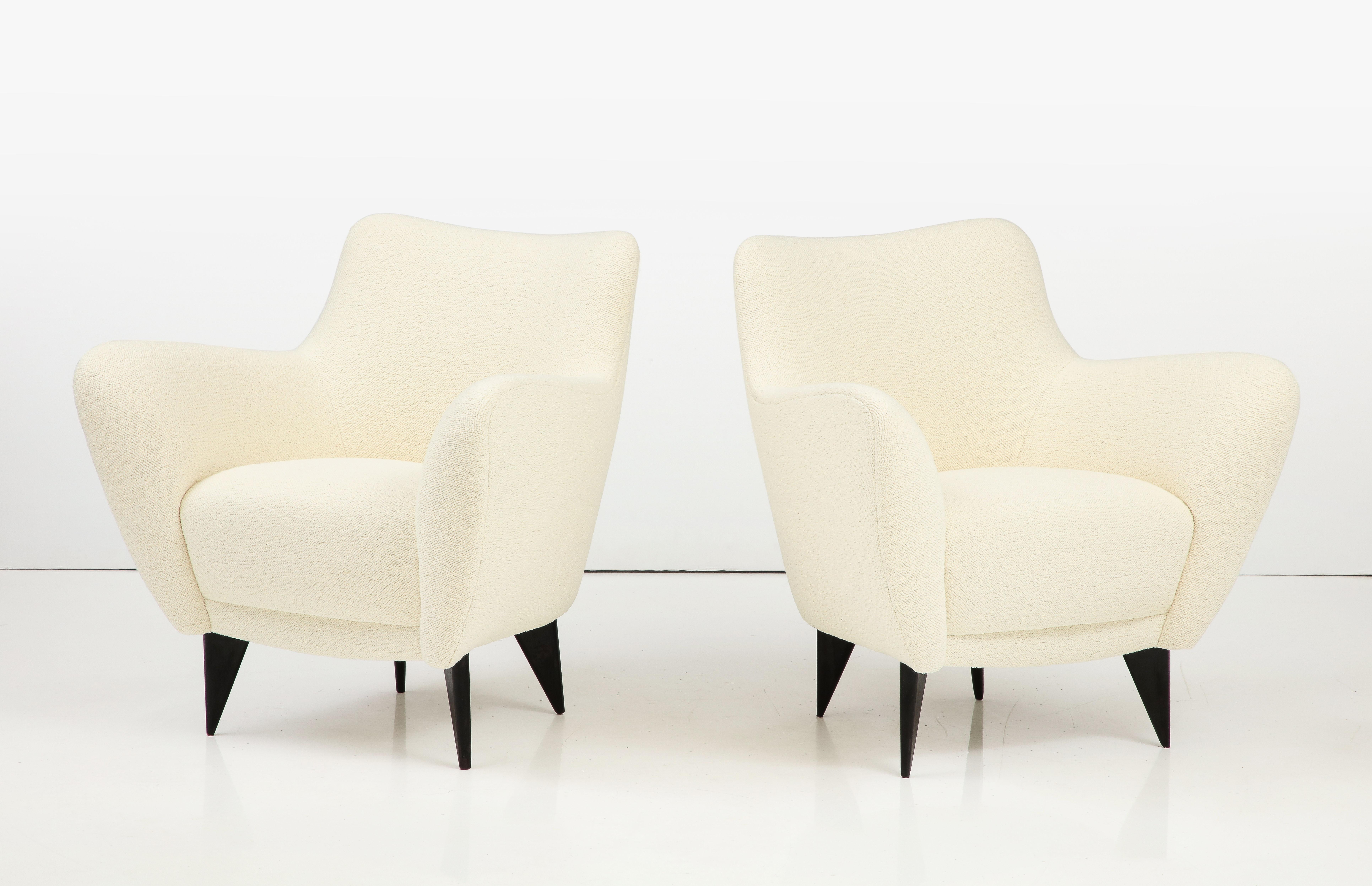 Fabric Giulia Veronesi for ISA Bergamo Pair of  'Perla' Armchairs / Lounge Chairs  For Sale
