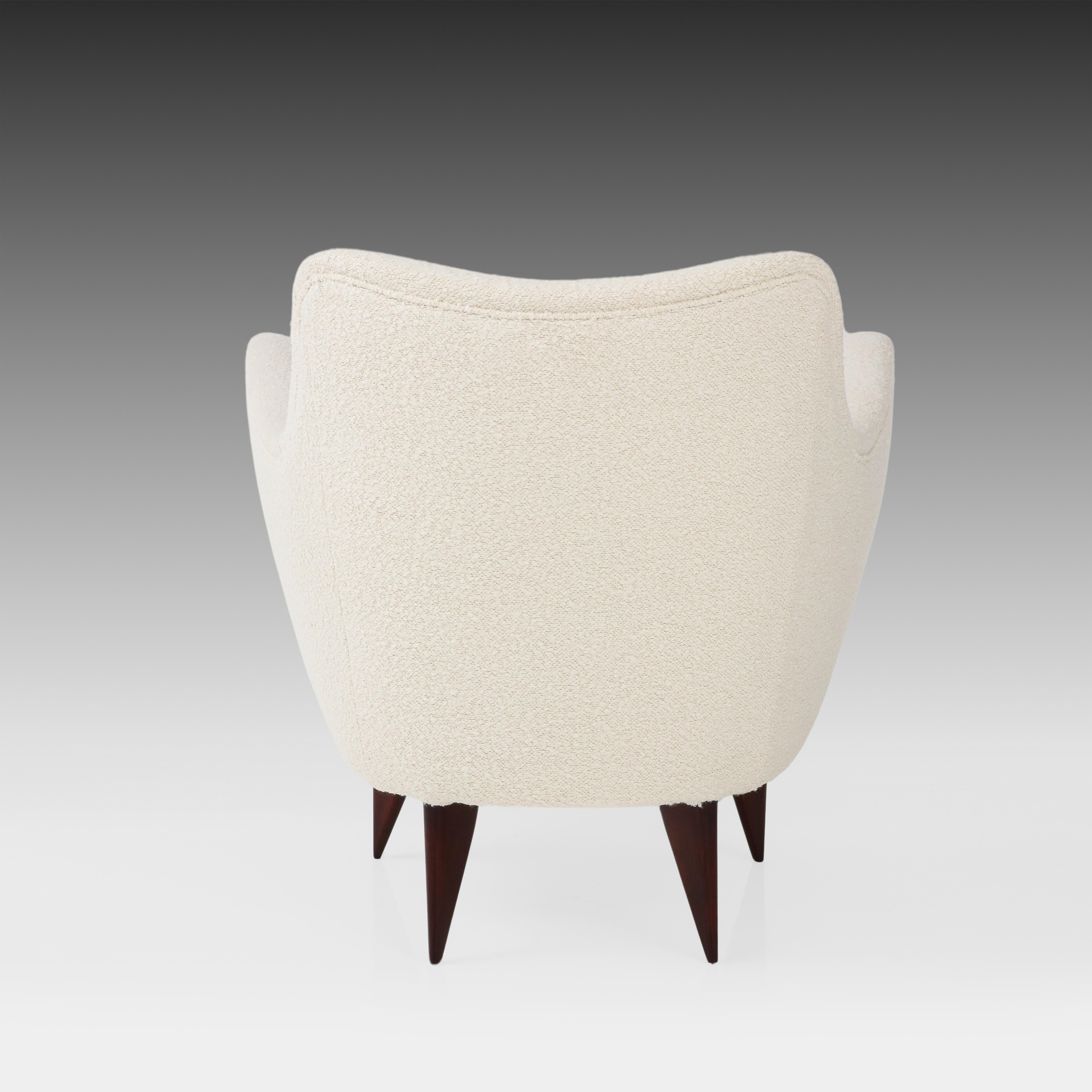 Upholstery Giulia Veronesi for ISA Bergamo Set of Four 'Perla' Armchairs in Ivory Bouclé 