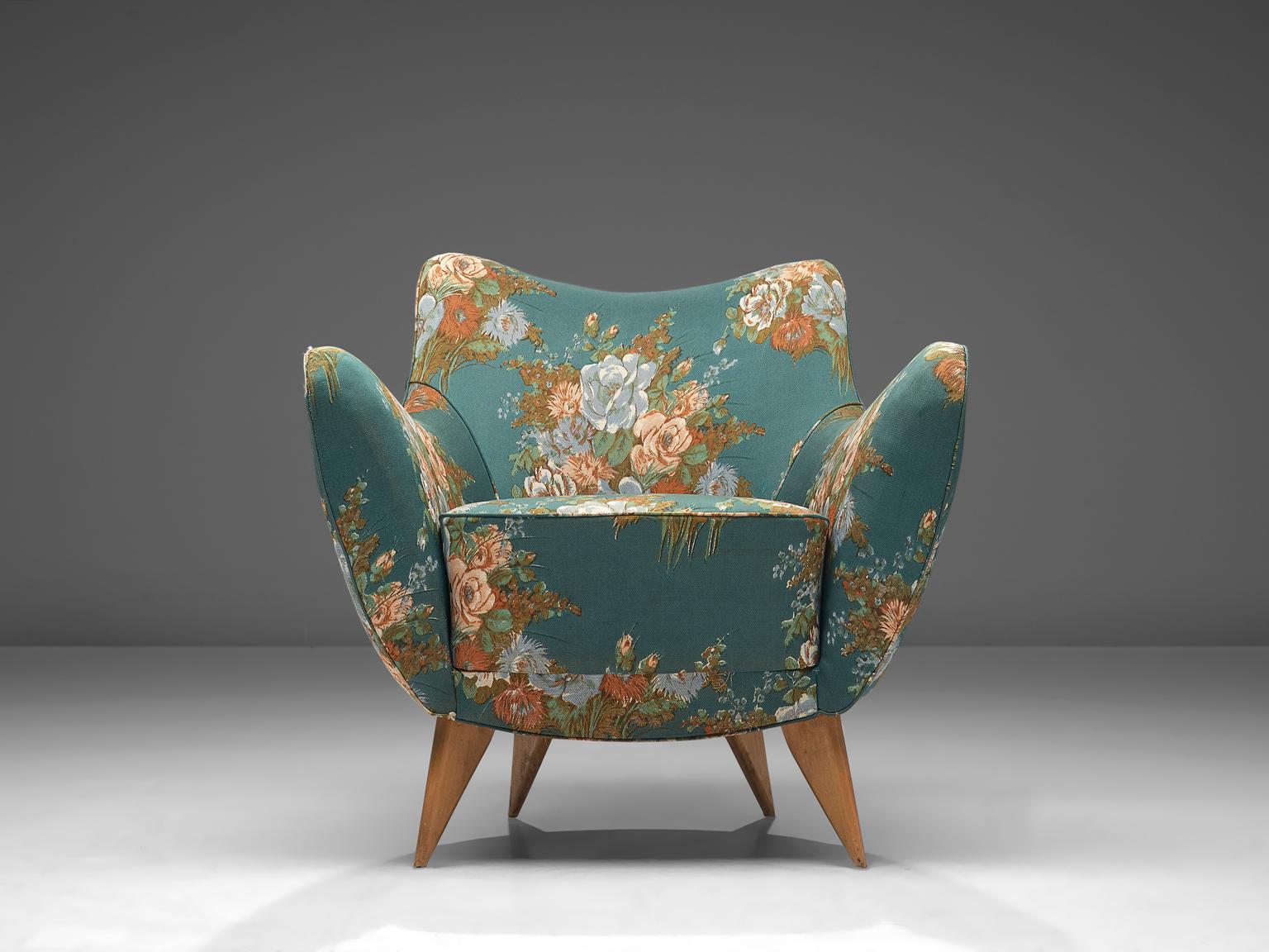Mid-Century Modern Giulia Veronesi Pair of 'Perla' Lounge Chairs in Original Floral Fabric