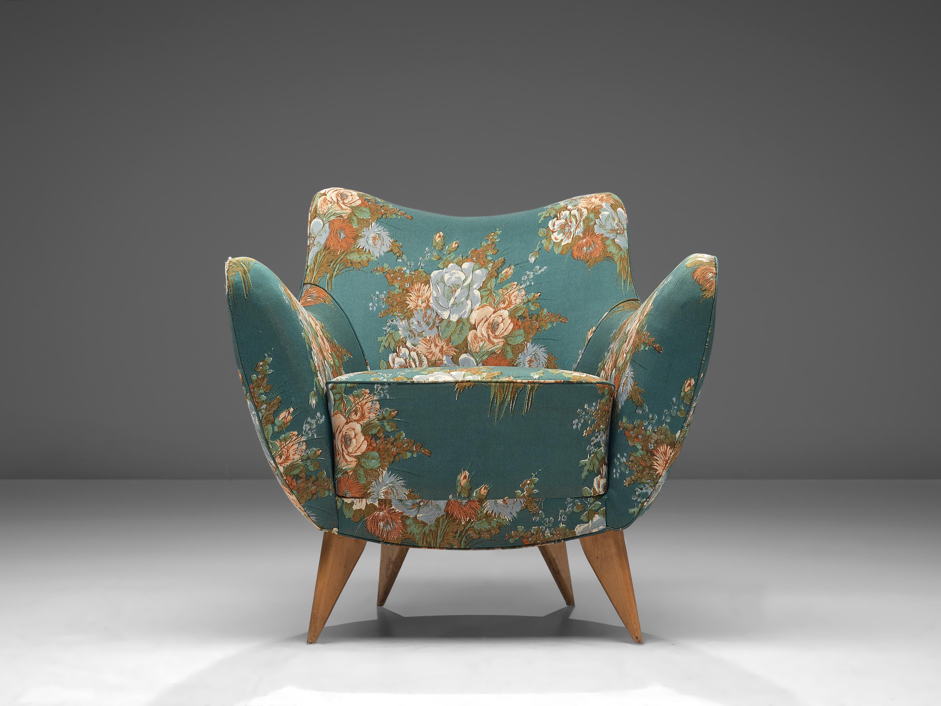 Giulia Veronesi Pair of 'Perla' Lounge Chairs in Original Floral Fabric 1