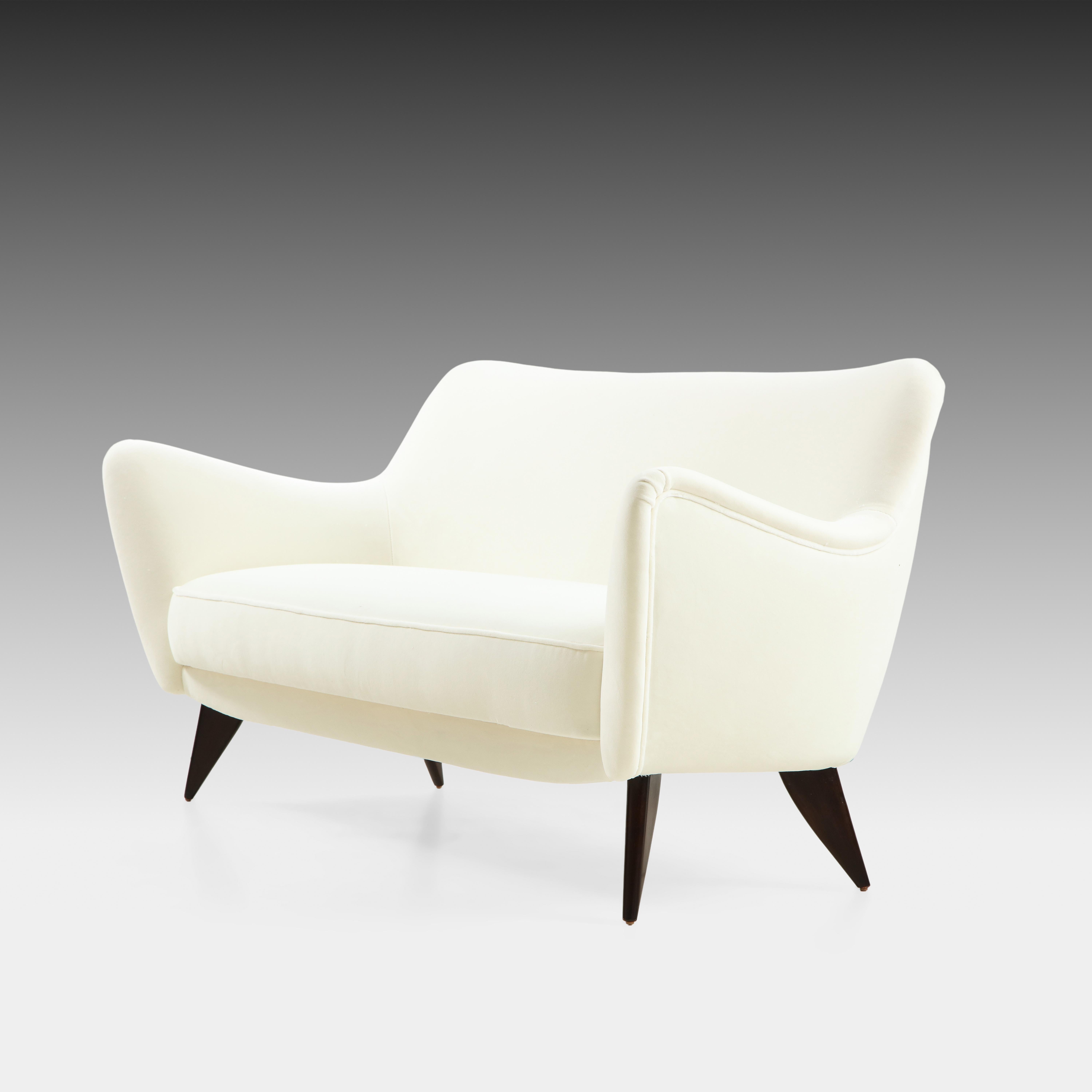 Italian Giulia Veronisi for ISA Bergamo 'Perla' Sofa and Pair of Lounge Chairs Suite