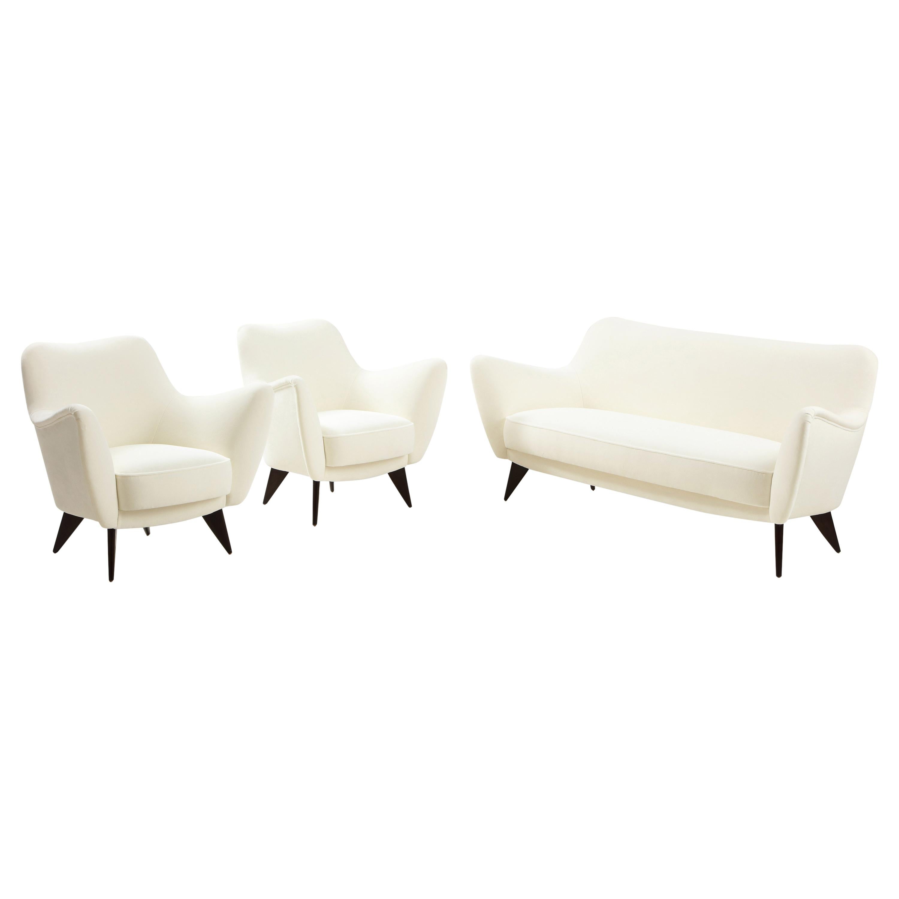 Giulia Veronisi for ISA Bergamo 'Perla' Sofa and Pair of Lounge Chairs Suite