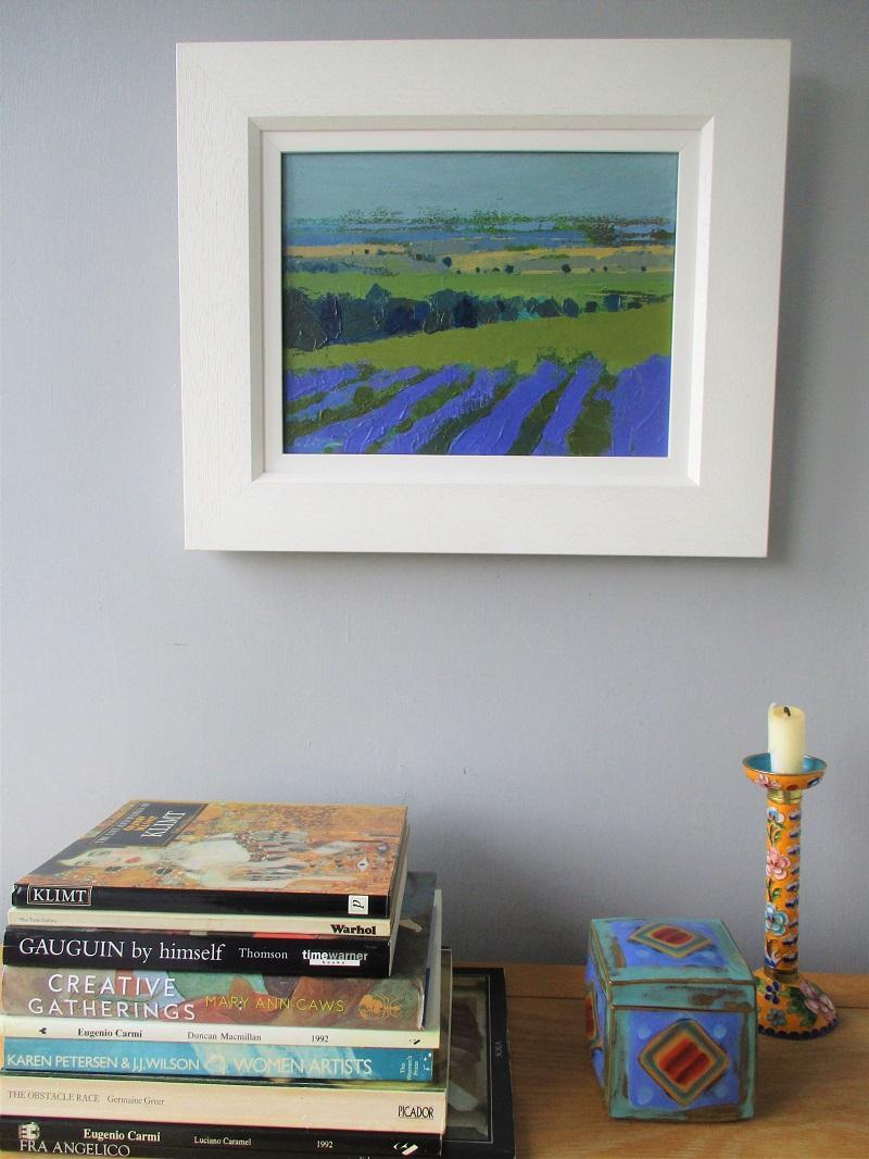 Lavender View - Blue Landscape Painting by Giuliana Lazzerini