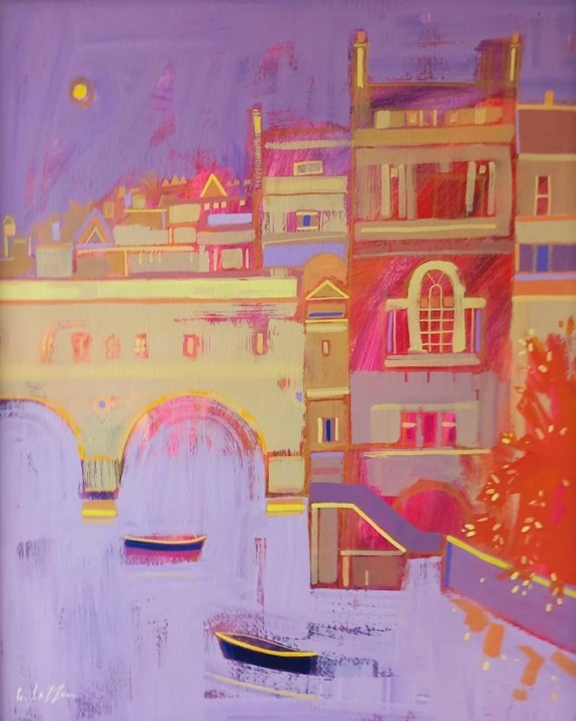 Giuliana Lazzerini Abstract Painting - Pulteney Bridge Bath, abstract art, landscape art