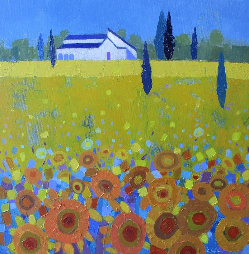 Giuliana Lazzerini Abstract Painting - Sunflowers Tuscany