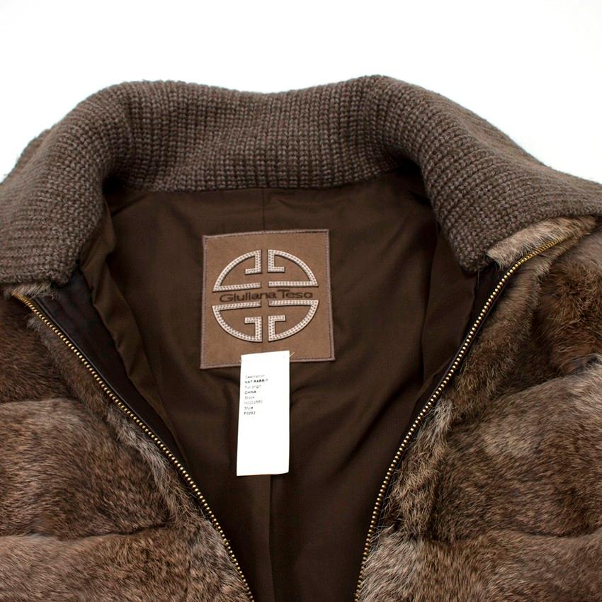 Brown Giuliana Teso Rabbit Fur Coat - Size US 6 For Sale