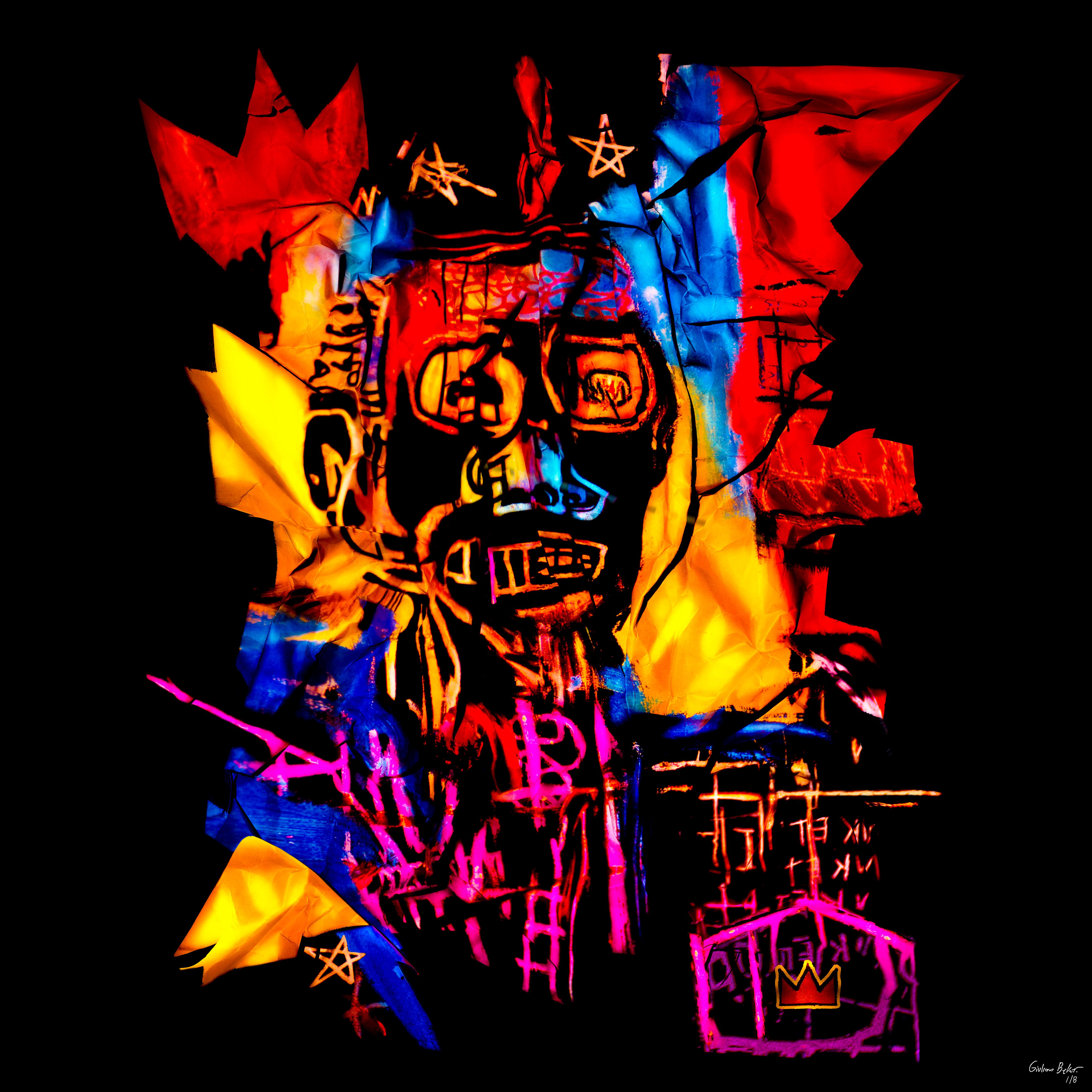 „JM Basquiat-GB3“ Fotografie (FRAMED) 48" x 48" Zoll Ed. 1/8 von Giuliano Bekor, „JM Basquiat“