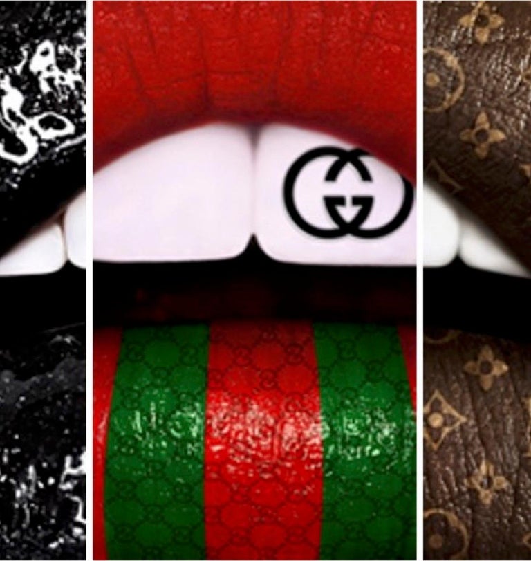 Chanel, Louis Vuitton, and Gucci lips