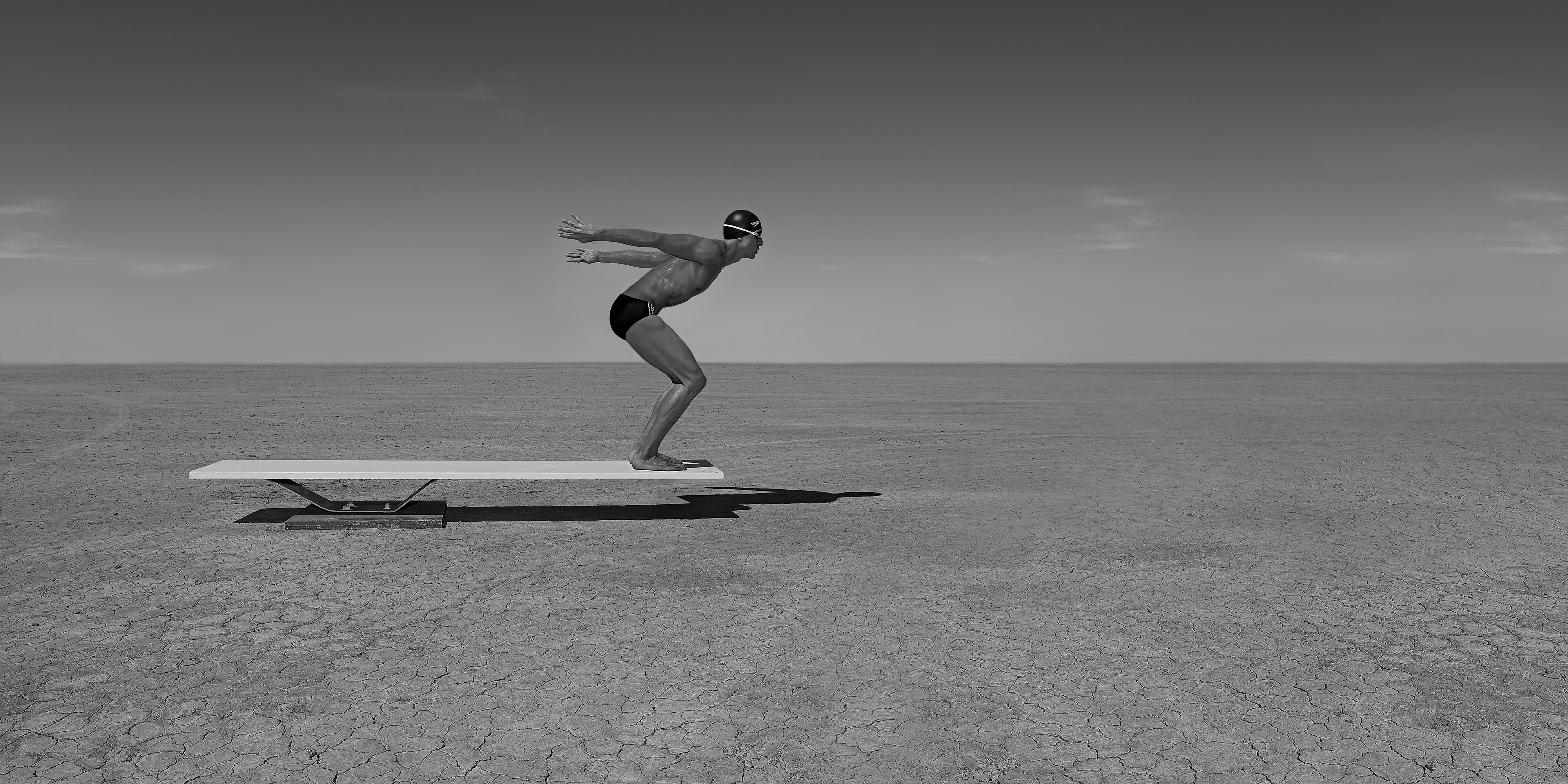 "The swimmer ELMC1" Black & White Photography Edition 3/6 by Giuliano Bekor

El Mirage series Contender
Title of artwork: The swimmer ELMC1
Year: 2008
Medium: Photography
Print Size: 40x80 Inches Trim bleed
Rarity: Limited edition 3 of 6
Artist