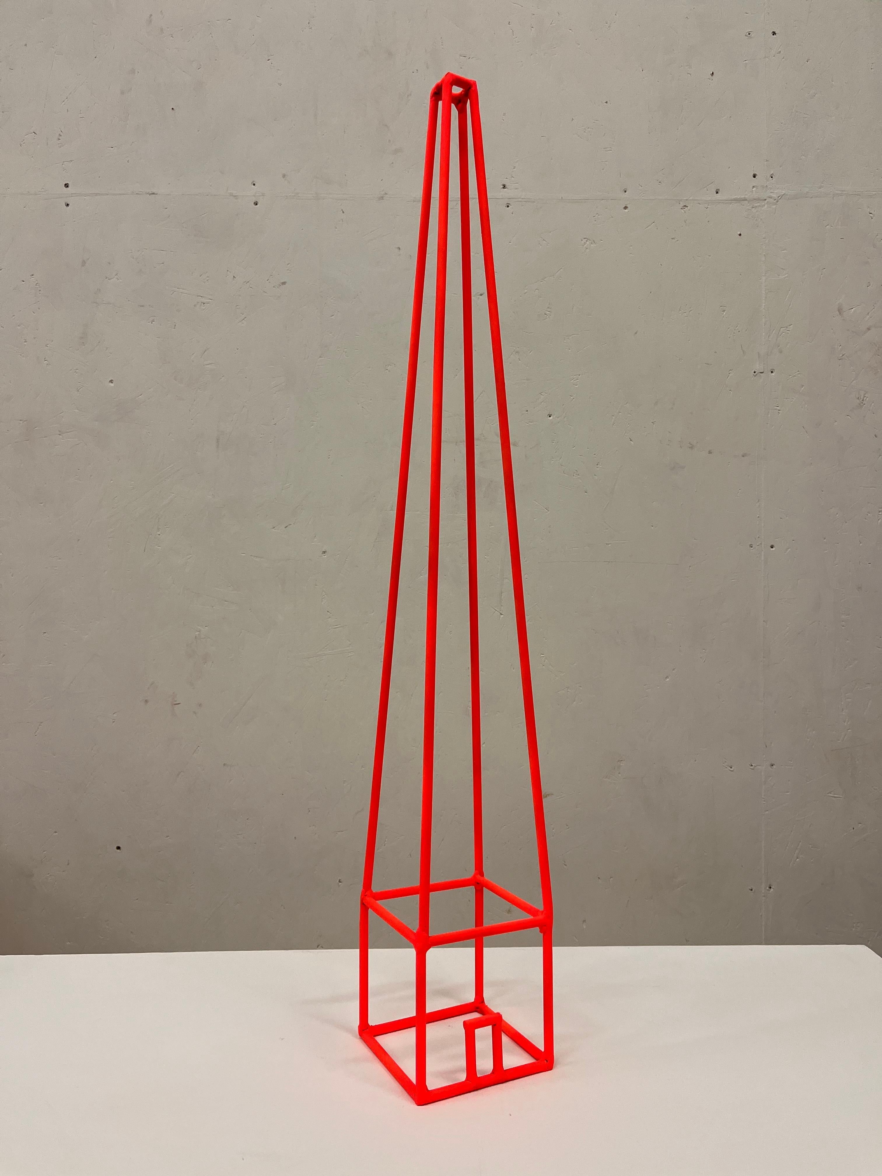 Babel Fluo_arancione - Minimalist Sculpture by Giuliano Cataldo Giancotti