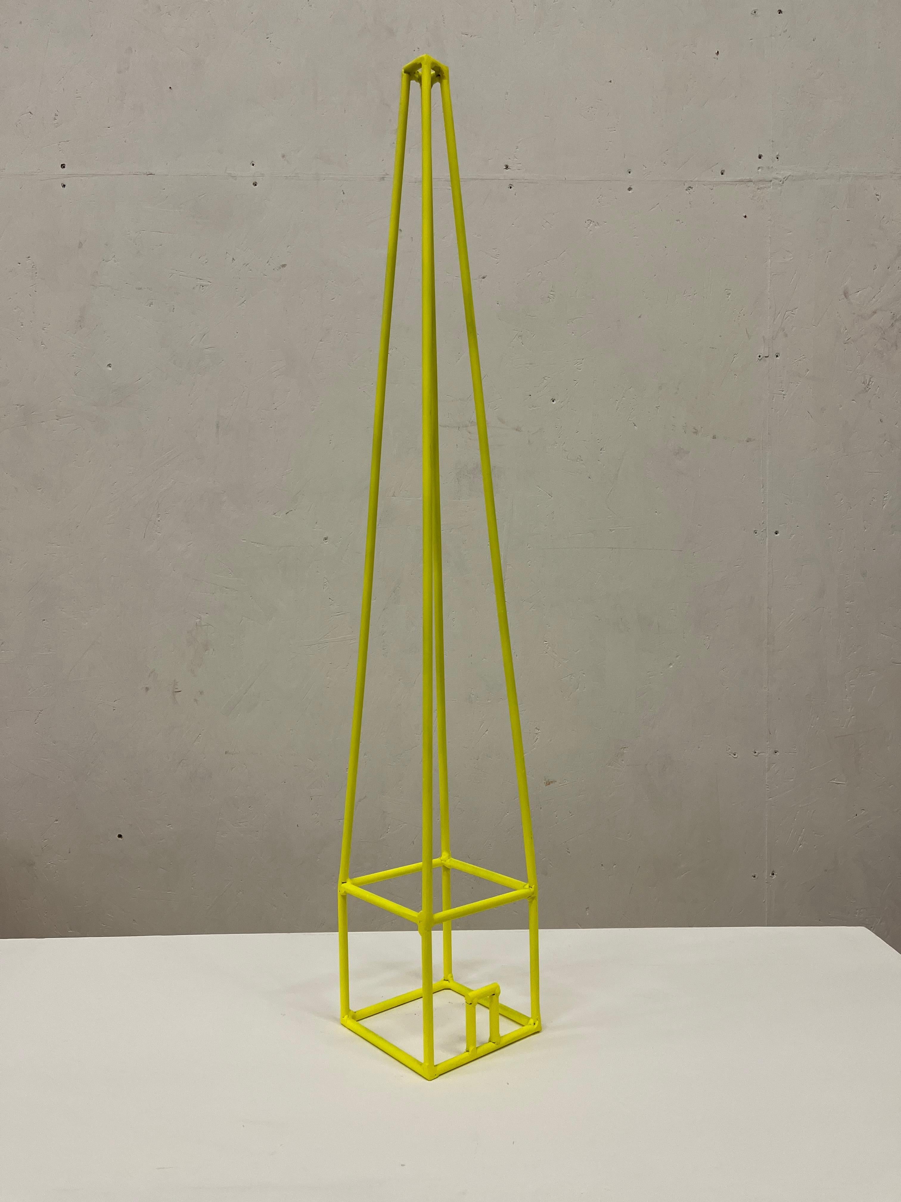 Babel Fluo_giallo - Minimalist Sculpture by Giuliano Cataldo Giancotti