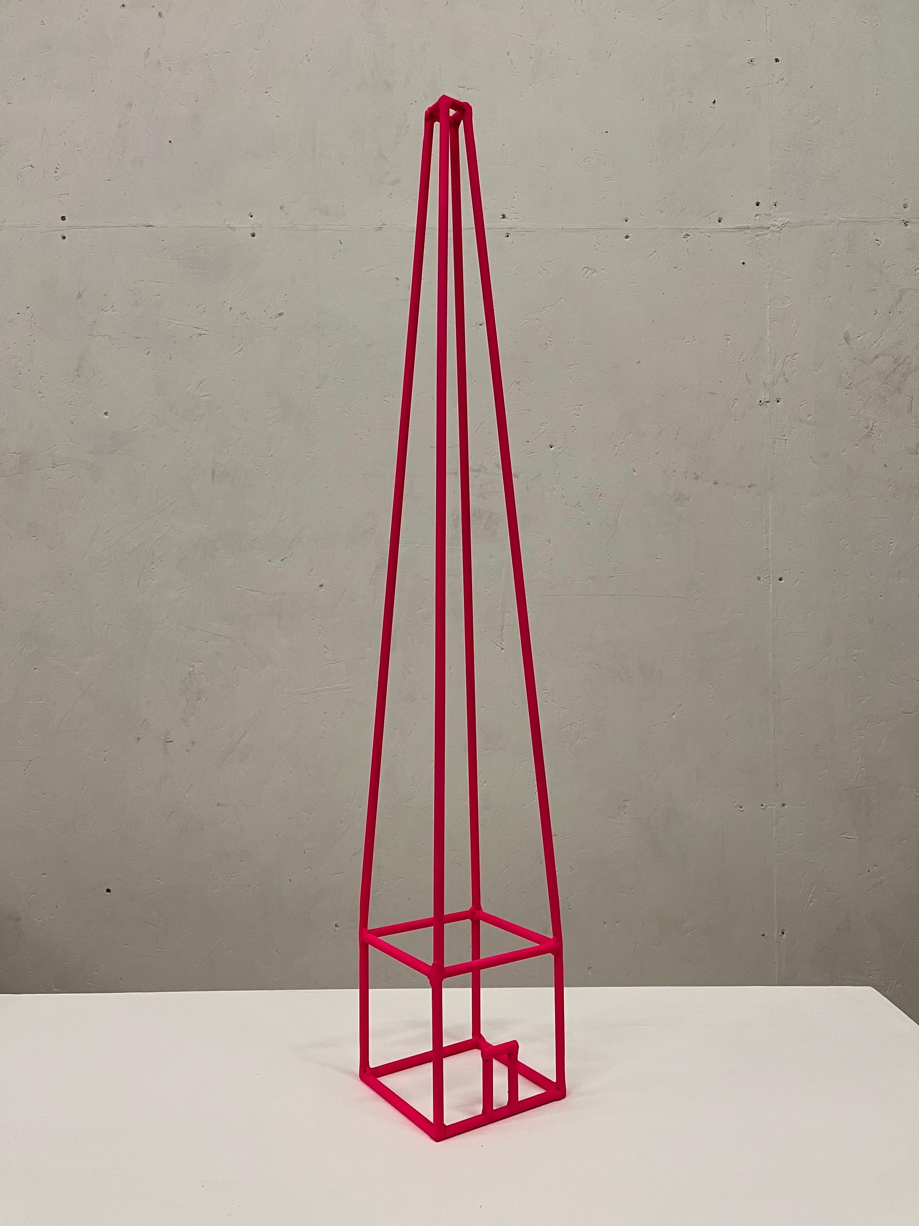 Babel Fluo_rosa - Minimalist Sculpture by Giuliano Cataldo Giancotti