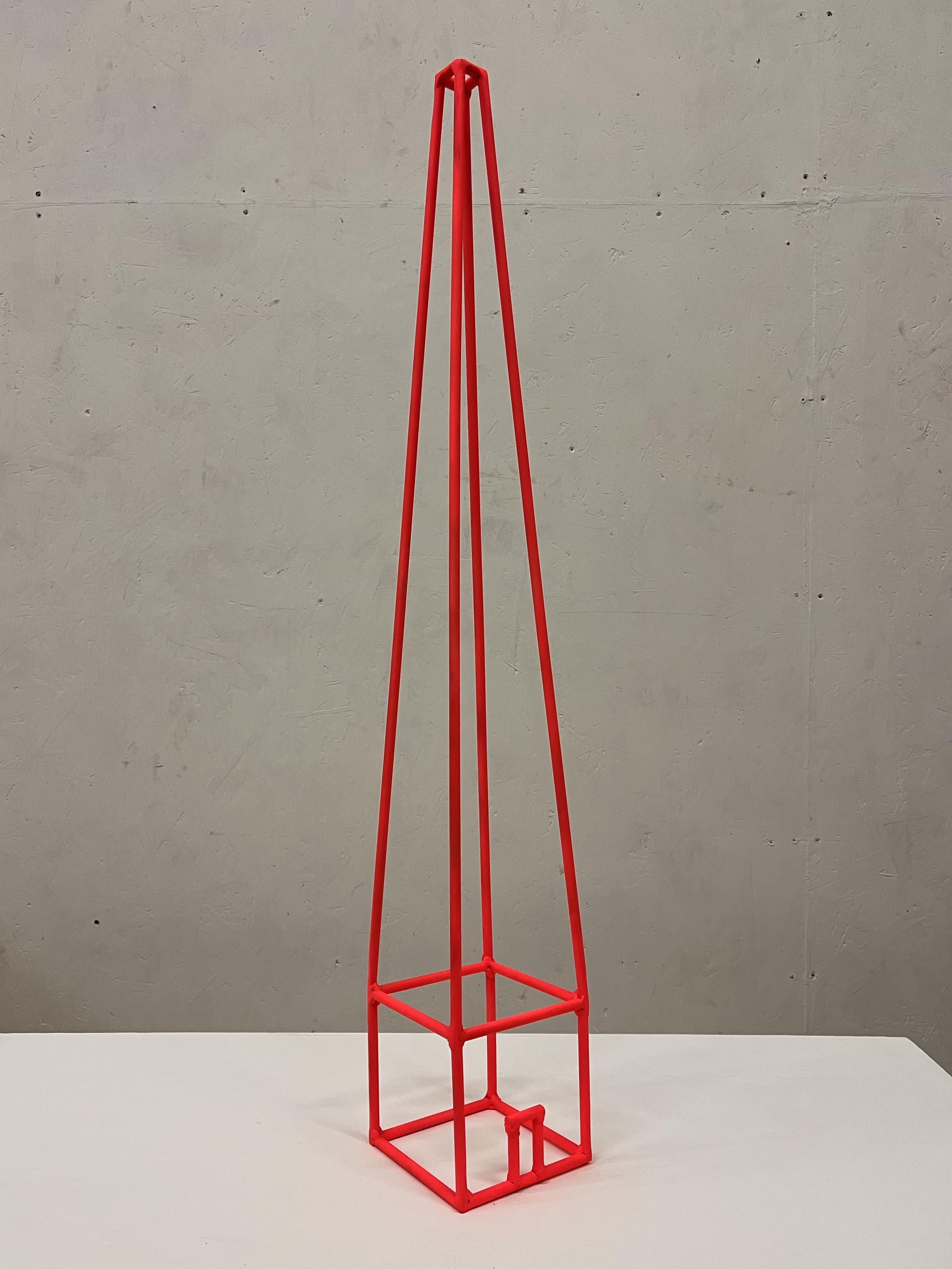 Babel Fluo_rosso - Minimalist Sculpture by Giuliano Cataldo Giancotti