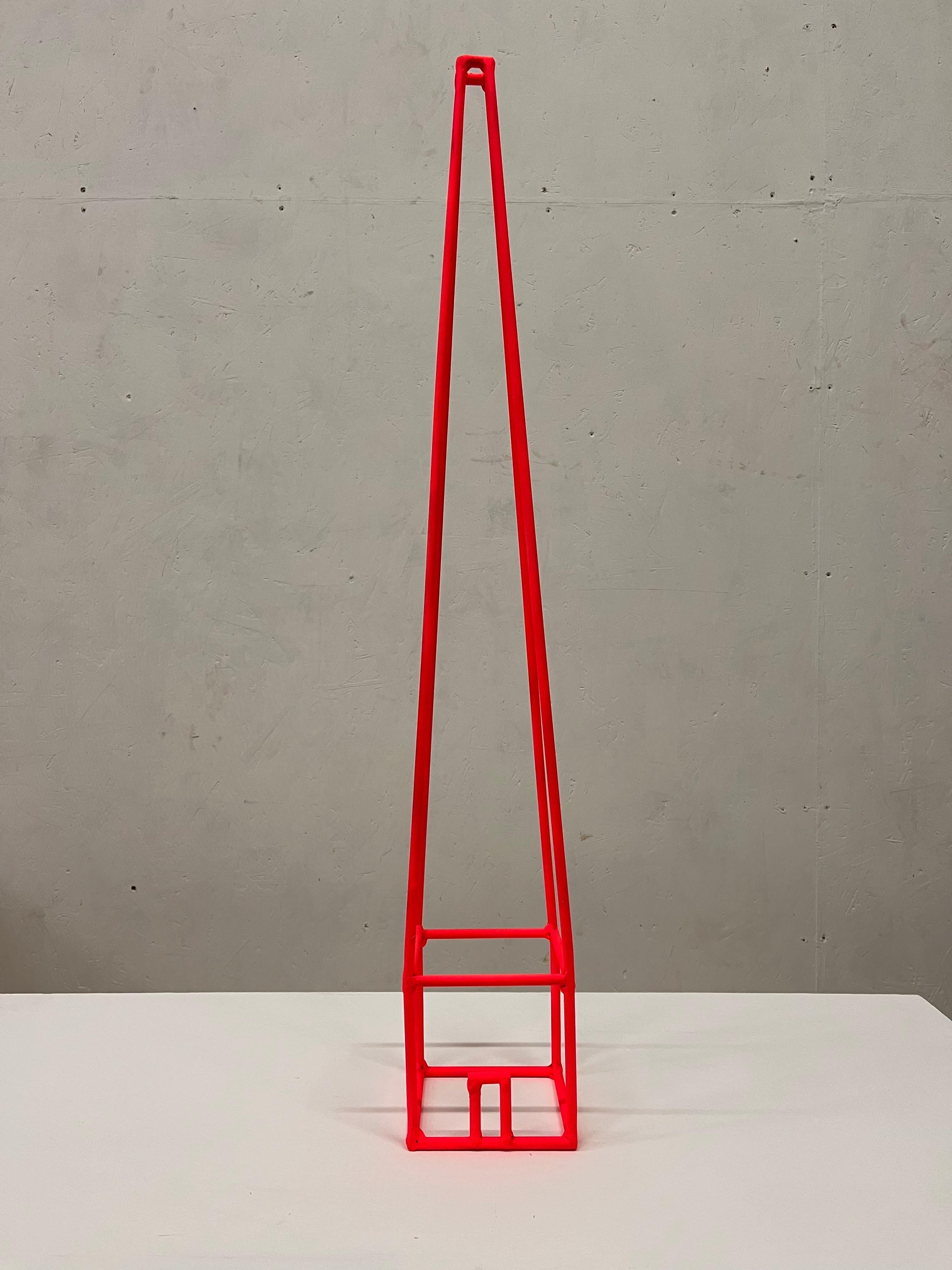 Babel Fluo_rosso - Sculpture by Giuliano Cataldo Giancotti