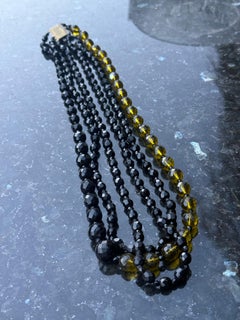 Collier vintage en verre vénitien noir et ambré de Giuliano Fratti, années 1960