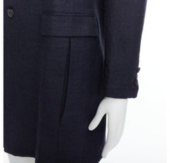 GIULIANO FUJIWARA 100% wool navy panelled lapel long coat IT46 S