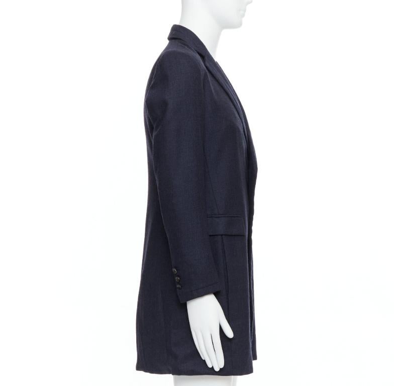 GIULIANO FUJIWARA Cappotto lungo con risvolto in 100% lana navy IT46 S In condizioni buone in vendita a Hong Kong, NT