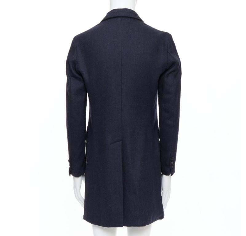 Uomo GIULIANO FUJIWARA Cappotto lungo con risvolto in 100% lana navy IT46 S in vendita
